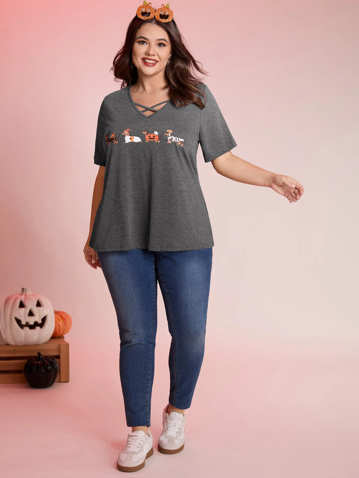 Trick or BloomChic Crossover Neck-Tie T-Shirt sold by Bloomchic product image thumbnail 3