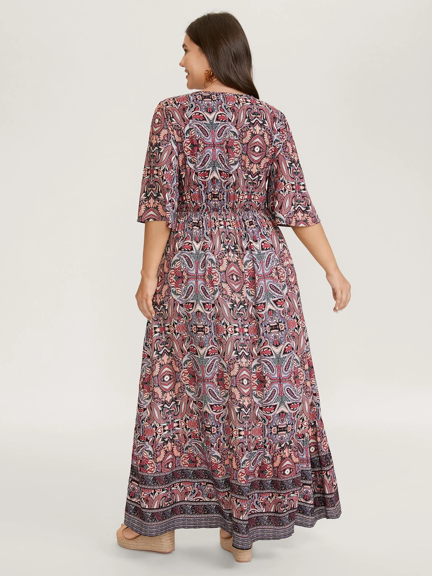 Paisley Print Lace Trim Pockets Maxi Dress sold by Bloomchic product image thumbnail 4