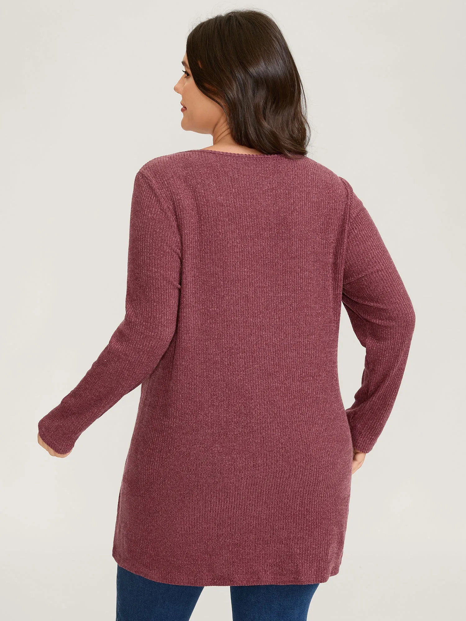 Heather Textured Stretchy Overlap T-Shirt sold by Bloomchic product image thumbnail 5