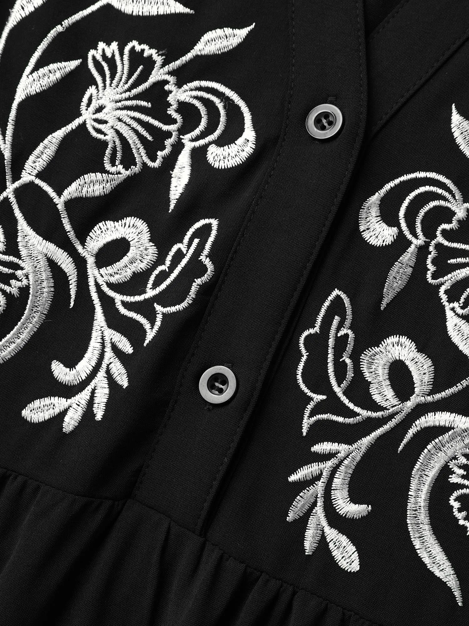 Color Contrast Embroidery Flared Blouse sold by Bloomchic product image thumbnail 5