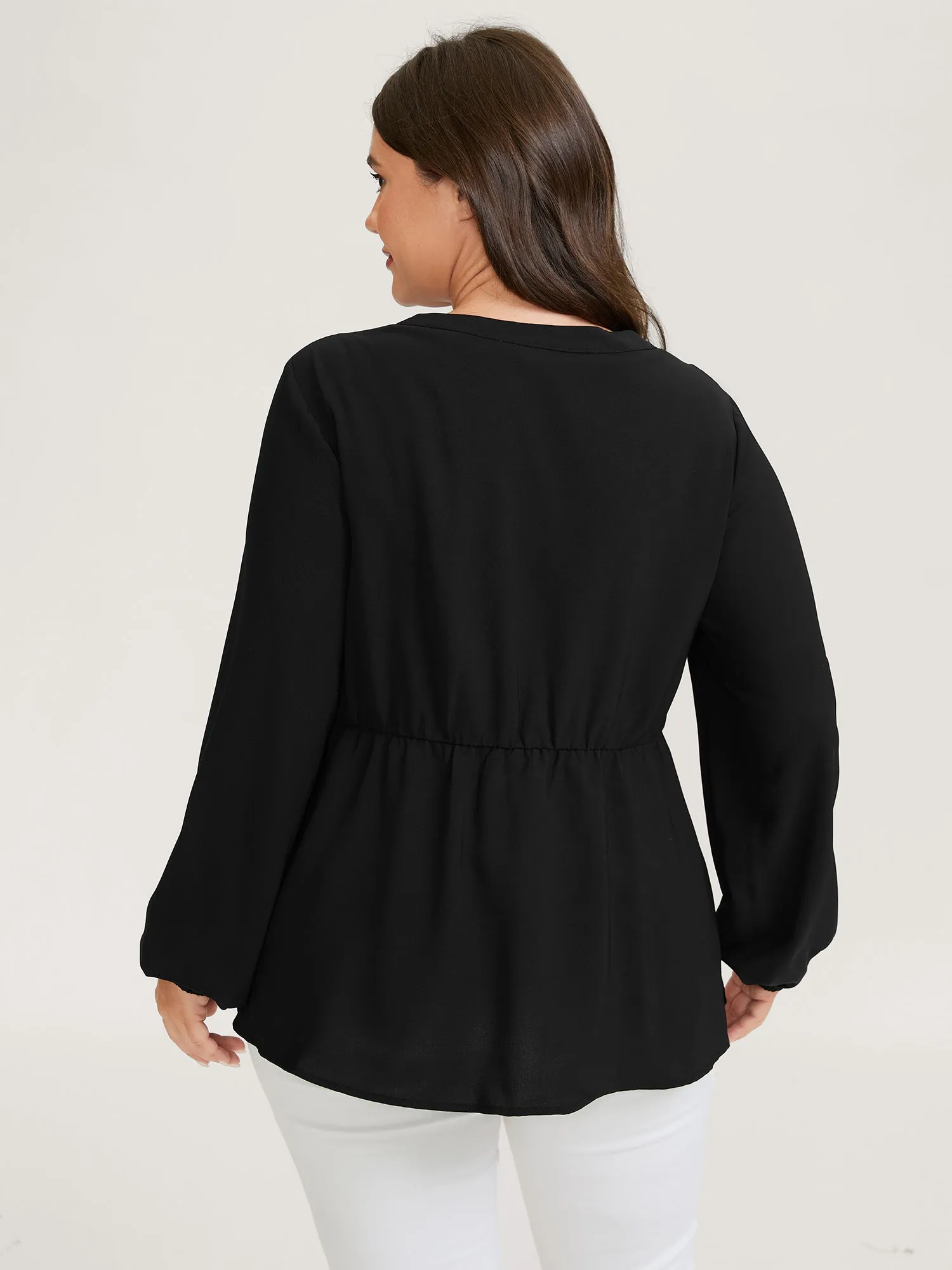 Color Contrast Embroidery Flared Blouse sold by Bloomchic product image thumbnail 4