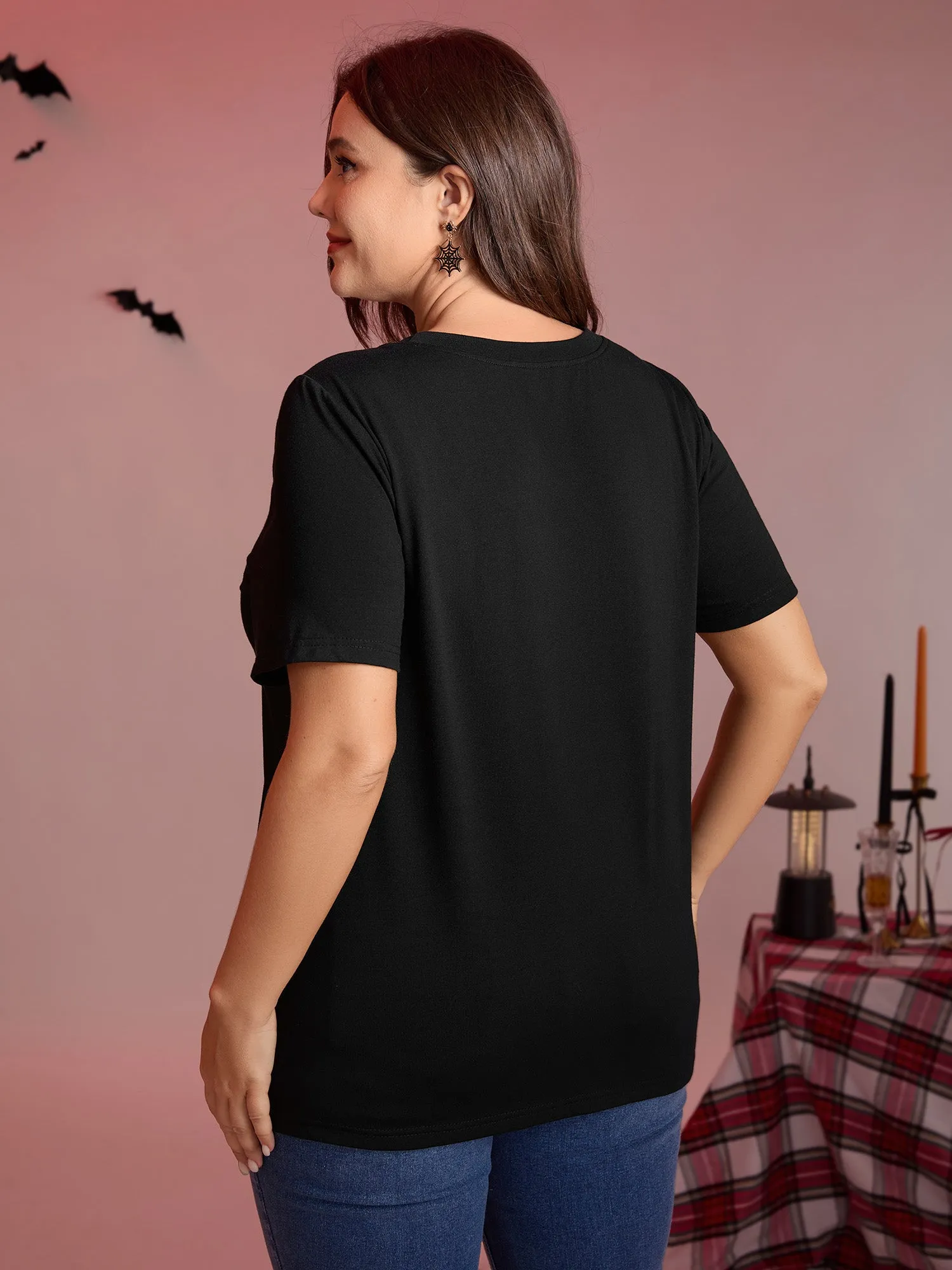 Stretch Embroidered Neckline Sheer T-Shirt sold by Bloomchic product image thumbnail 4