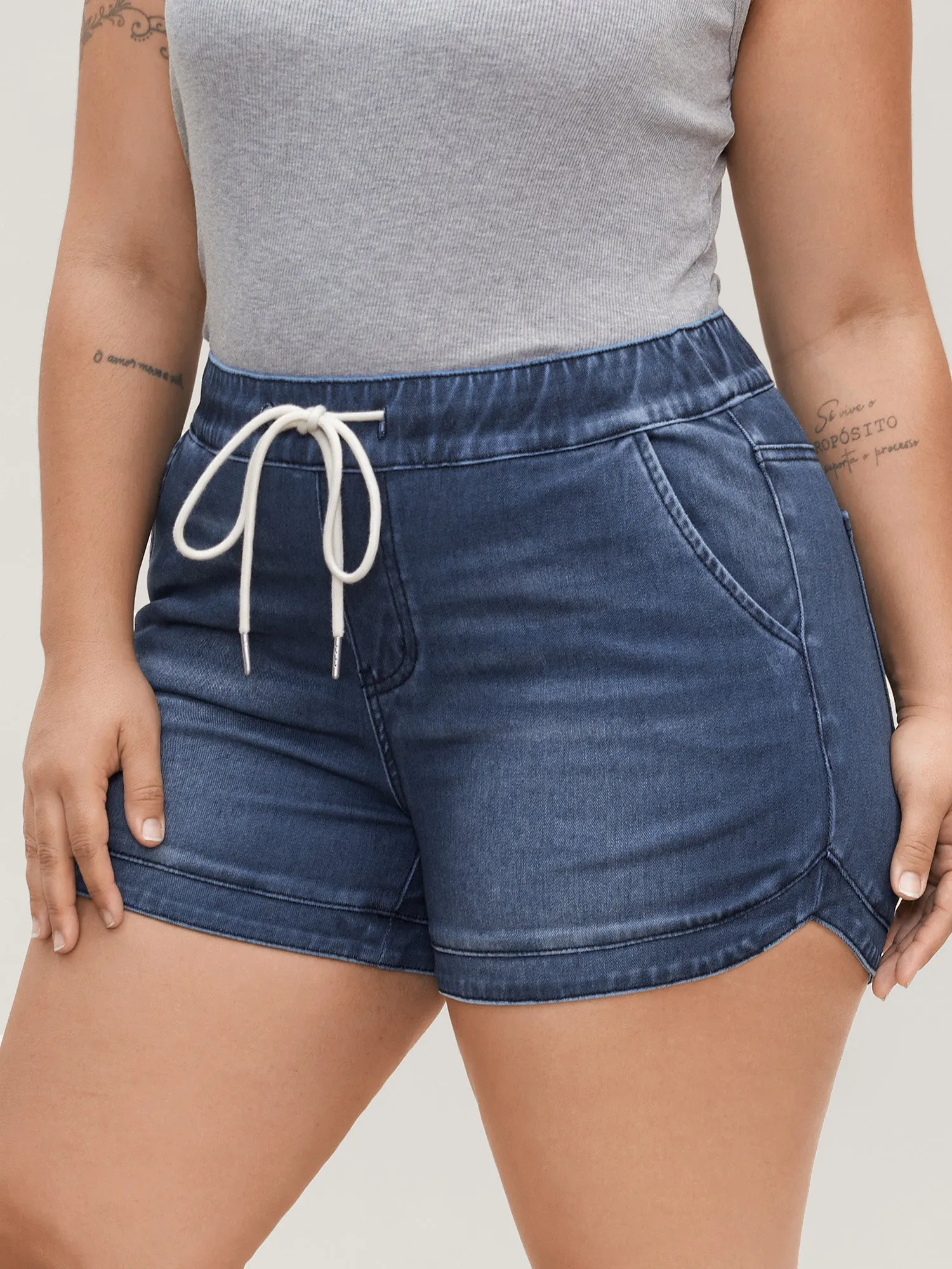 Pull-On Drawstring Waist Denim Shorts sold by Bloomchic