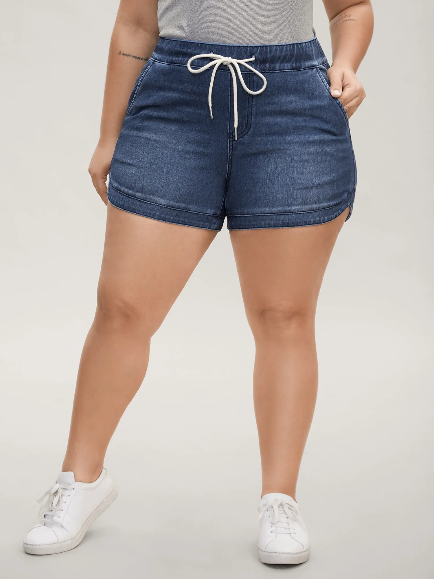 Pull-On Drawstring Waist Denim Shorts sold by Bloomchic product image thumbnail 3