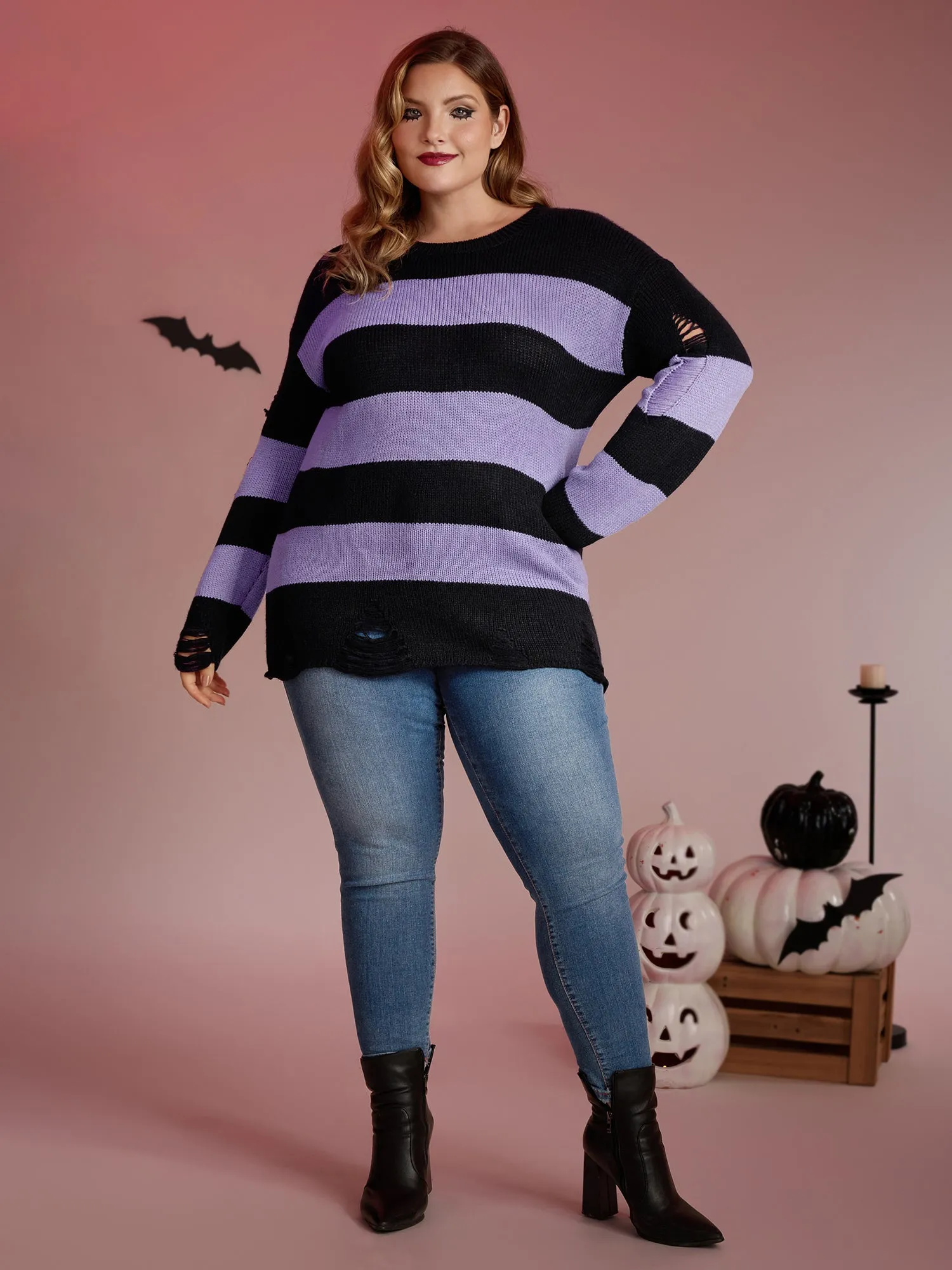 Colorful Stripes Cut-Out Pullover sold by Bloomchic product image thumbnail 3