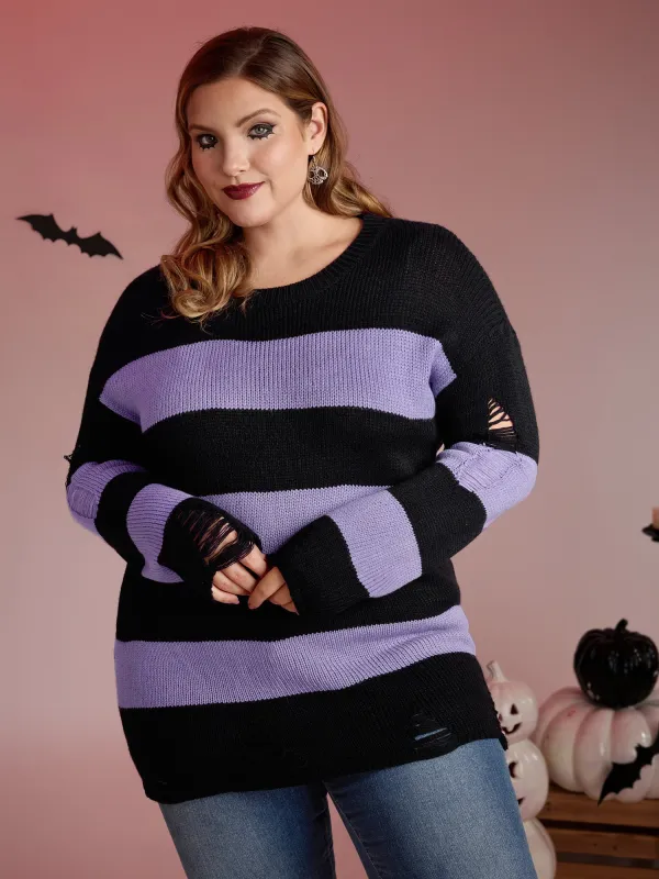 Colorful Stripes Cut-Out Pullover sold by Bloomchic