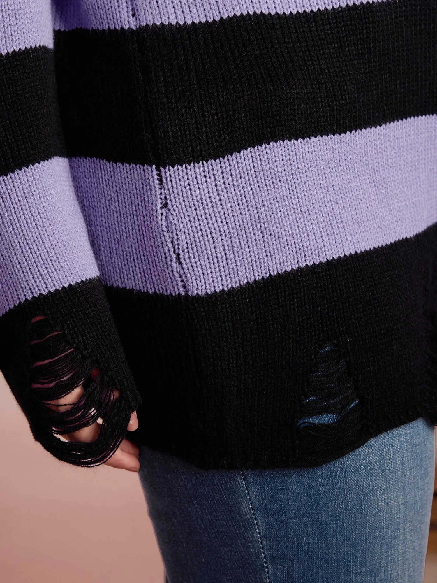 Colorful Stripes Cut-Out Pullover sold by Bloomchic product image thumbnail 4