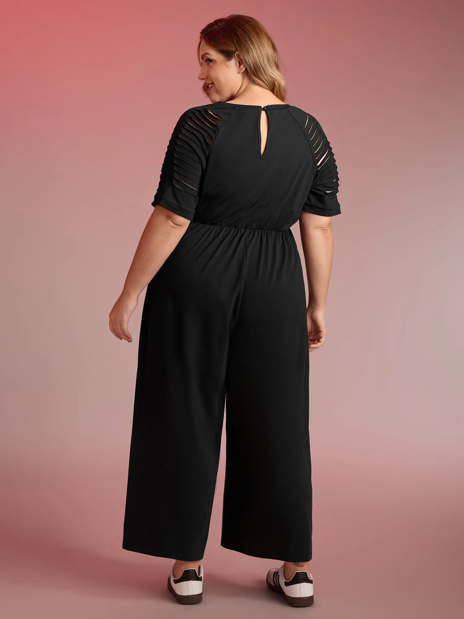 Laser Cut-Out Stretchy Sheer Jumpsuit sold by Bloomchic product image thumbnail 3