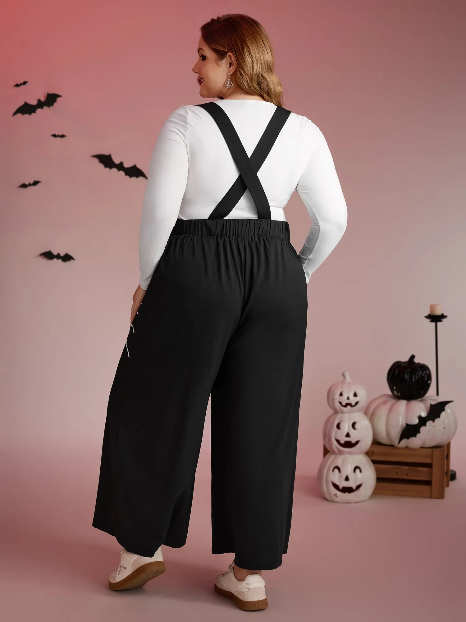 Spiderweb Side Print Overall Straps Jumpsuit sold by Bloomchic product image thumbnail 4