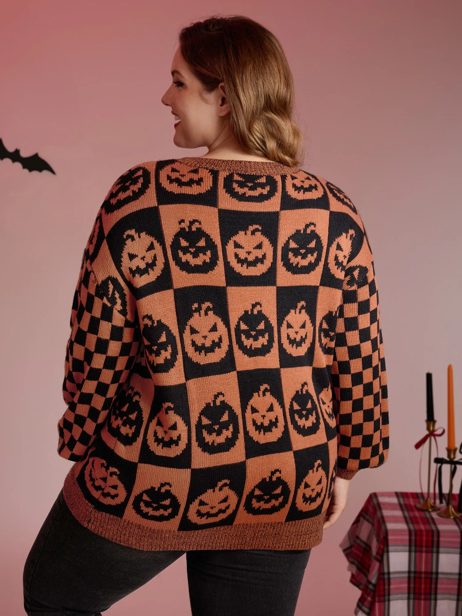 Creepy Pumpkins Jacquard Blended Yarn Pullover sold by Bloomchic product image thumbnail 4