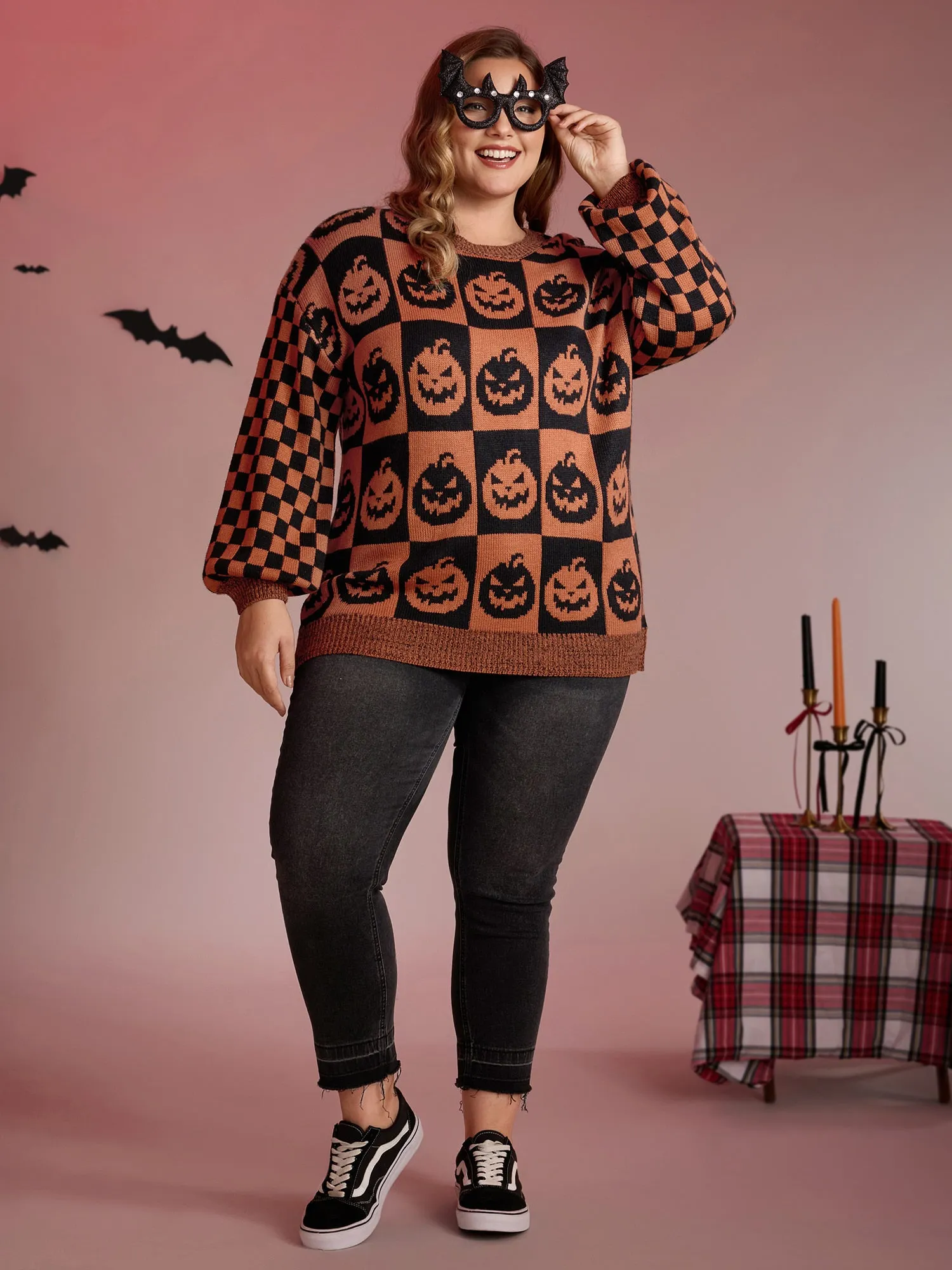 Creepy Pumpkins Jacquard Blended Yarn Pullover sold by Bloomchic product image thumbnail 3