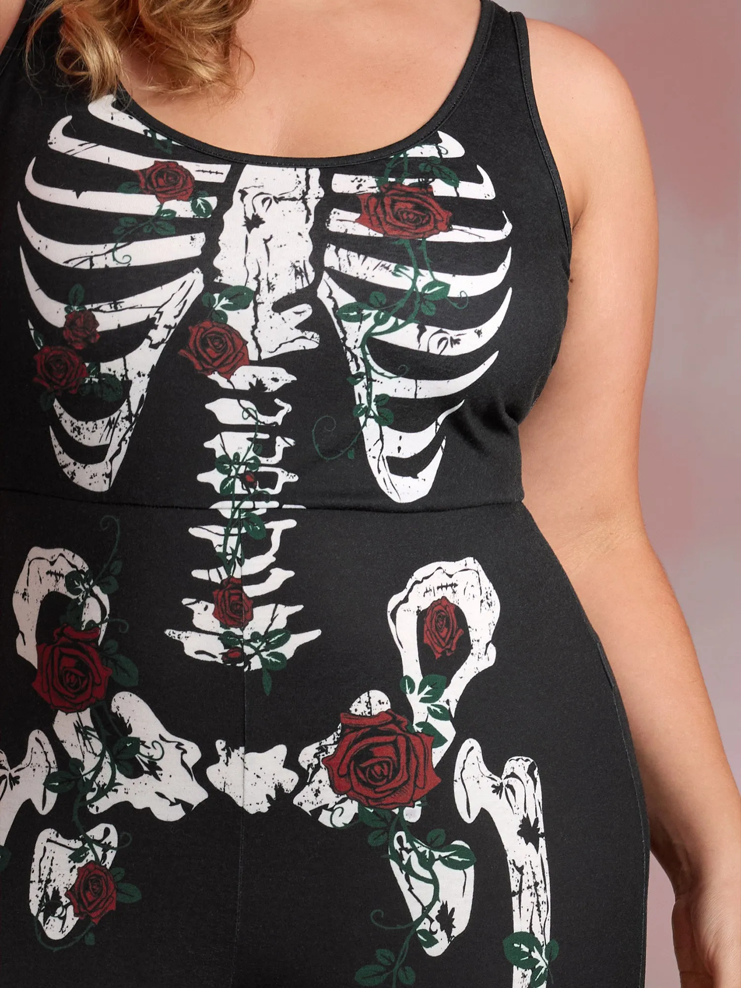 Skeleton Halloween Print Fitted Jumpsuit sold by Bloomchic product image thumbnail 3