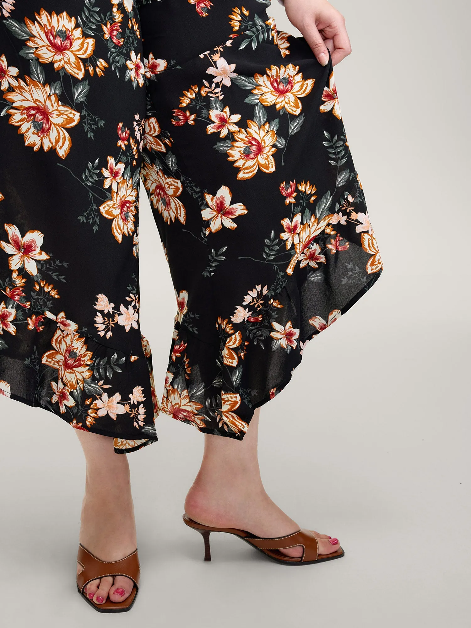 Floral Print Ruffled Wide-Leg Pants sold by Bloomchic product image thumbnail 3