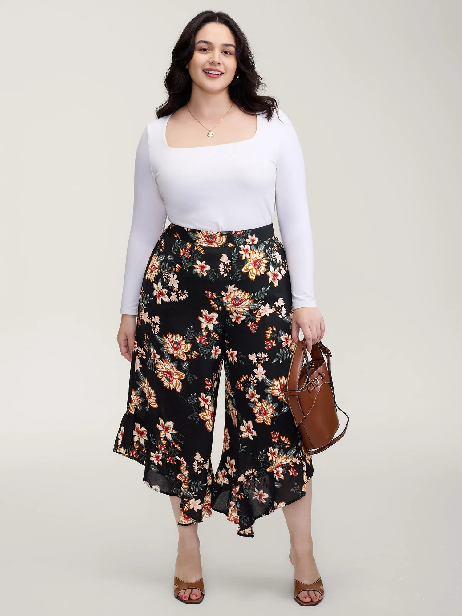 Floral Print Ruffled Wide-Leg Pants sold by Bloomchic product image thumbnail 2