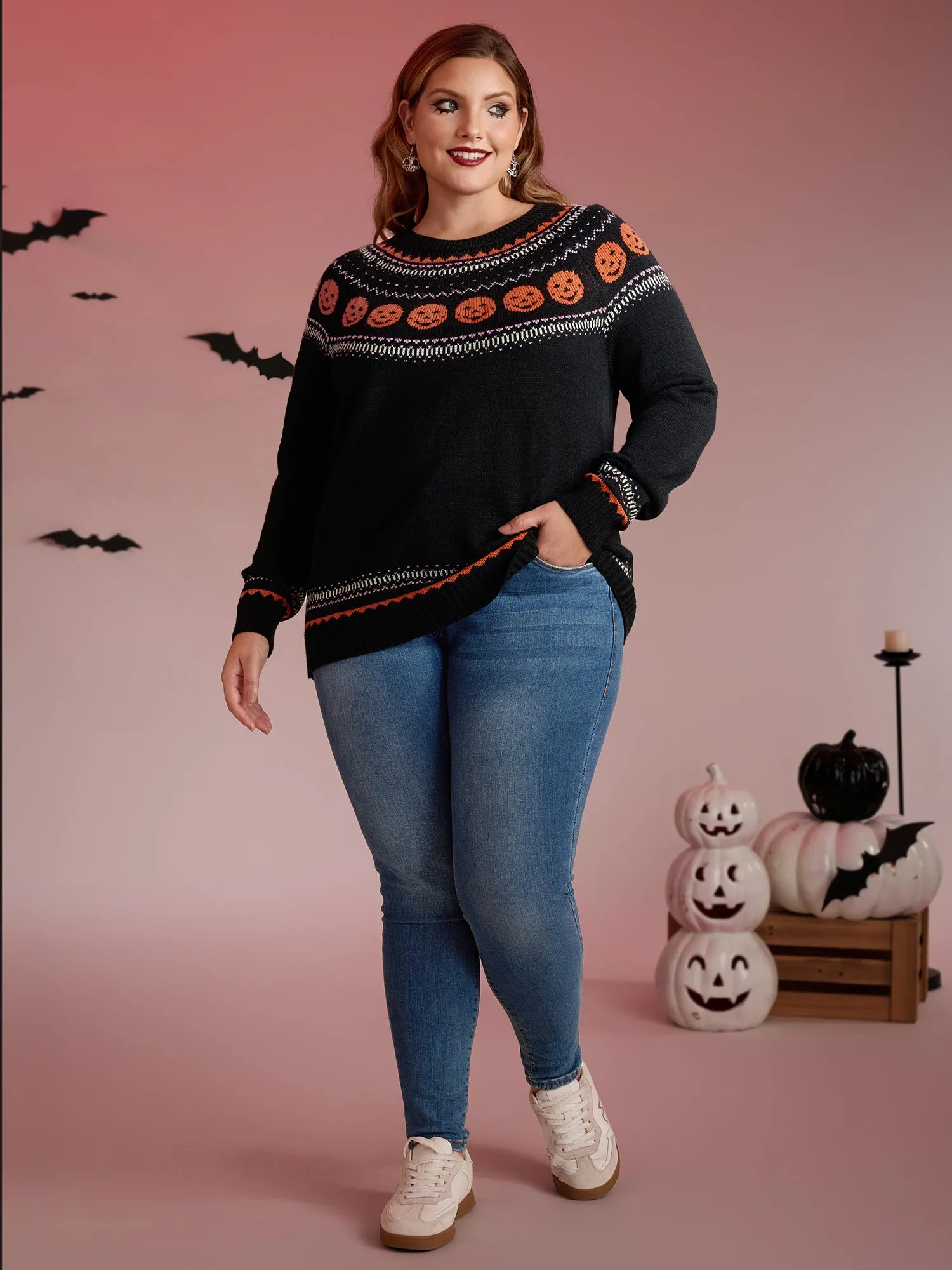 Halloween Fair Isle Yoke Pullover sold by Bloomchic product image thumbnail 3