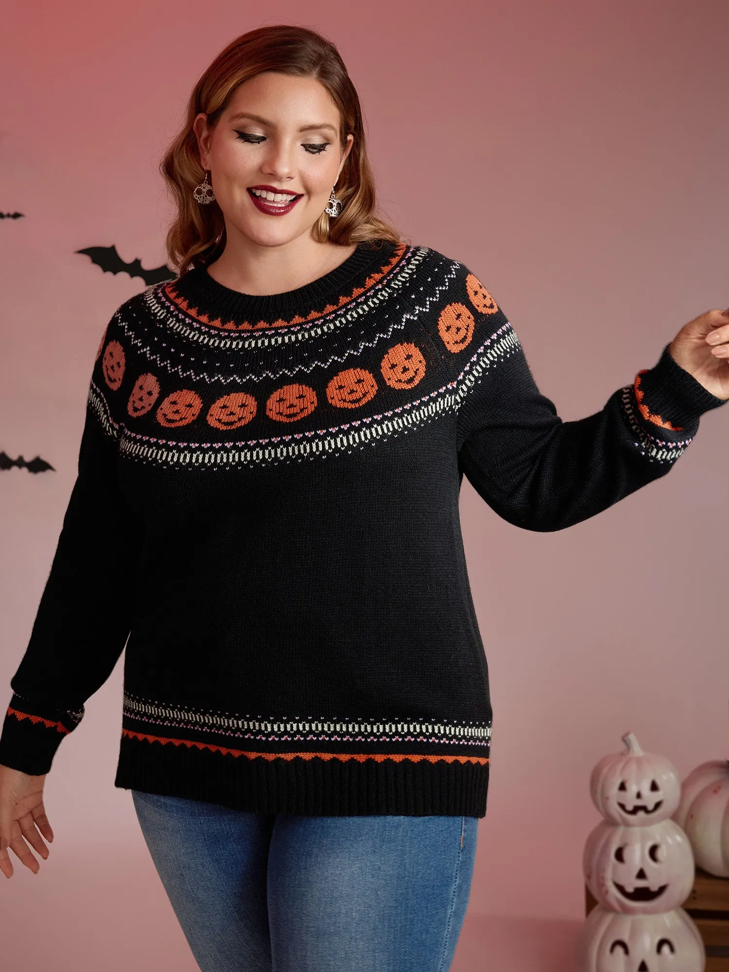 Halloween Fair Isle Yoke Pullover sold by Bloomchic product image thumbnail 2