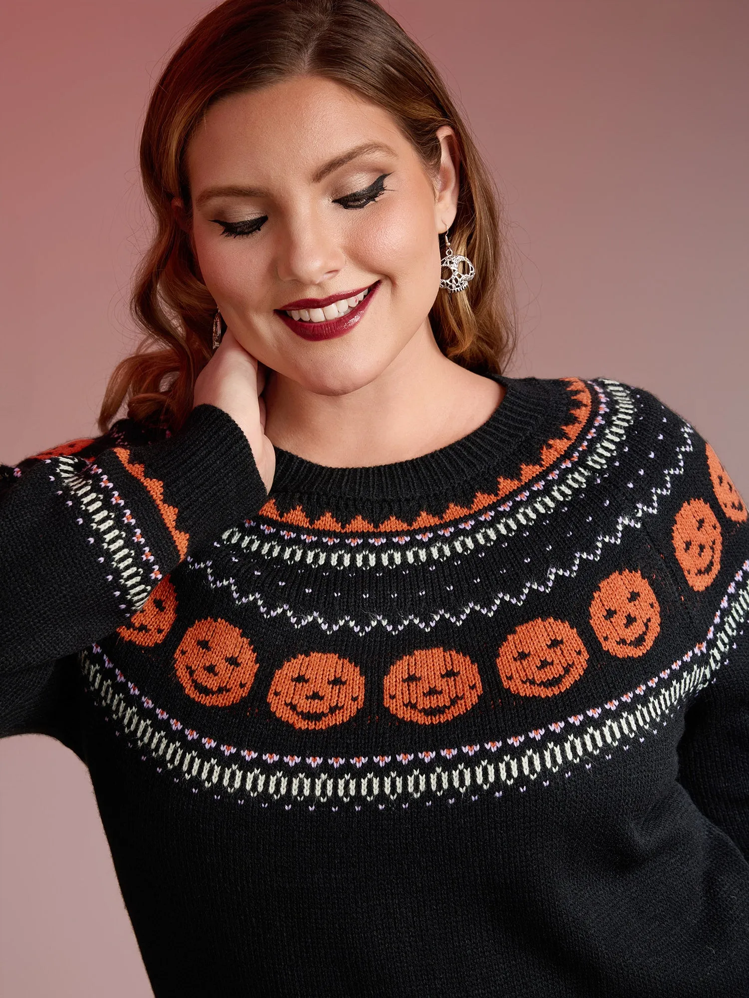 Halloween Fair Isle Yoke Pullover sold by Bloomchic