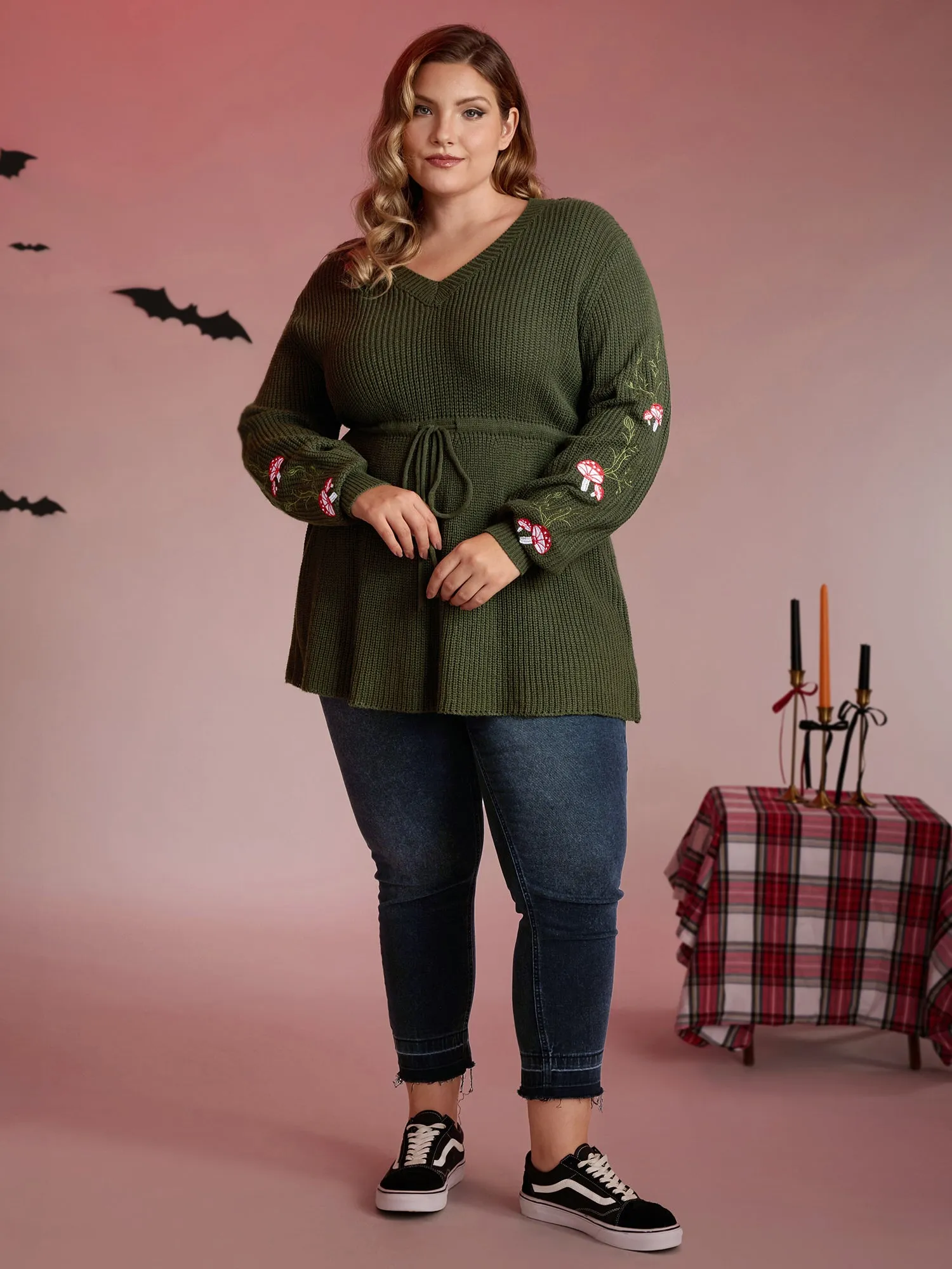 Mushroom Halloween Embroidery A-Line Pullover sold by Bloomchic product image thumbnail 3