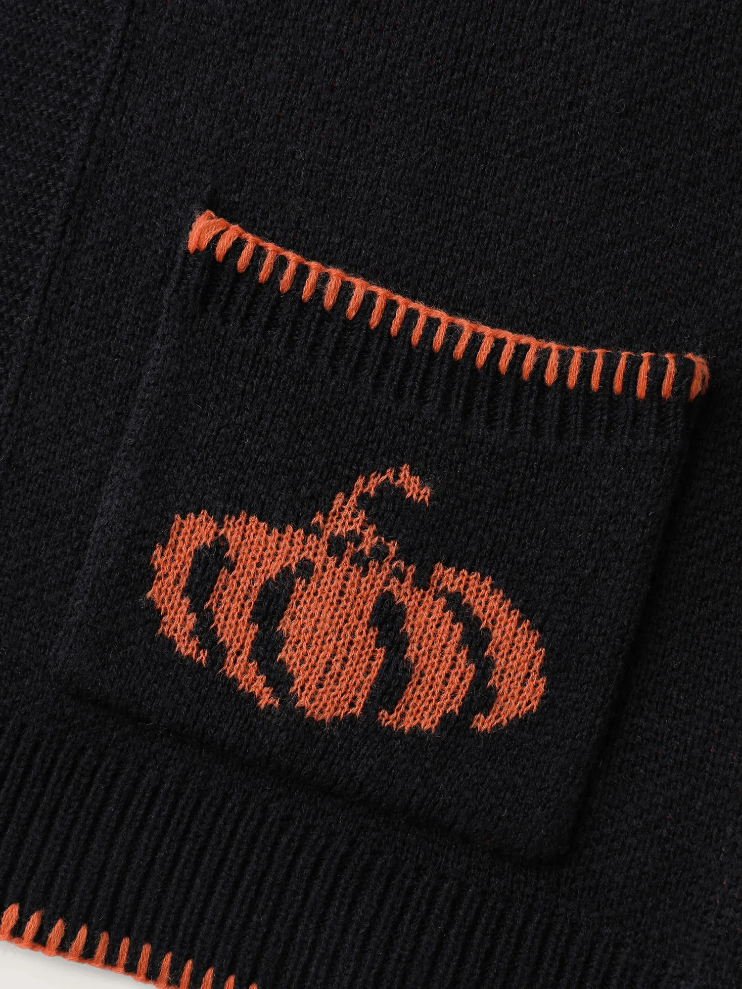 Halloween Pumpkin Print Contrast Knit Cardigan sold by Bloomchic product image thumbnail 5