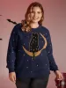 Supersoft Cat Night Print Crewneck Pullover sold by Bloomchic