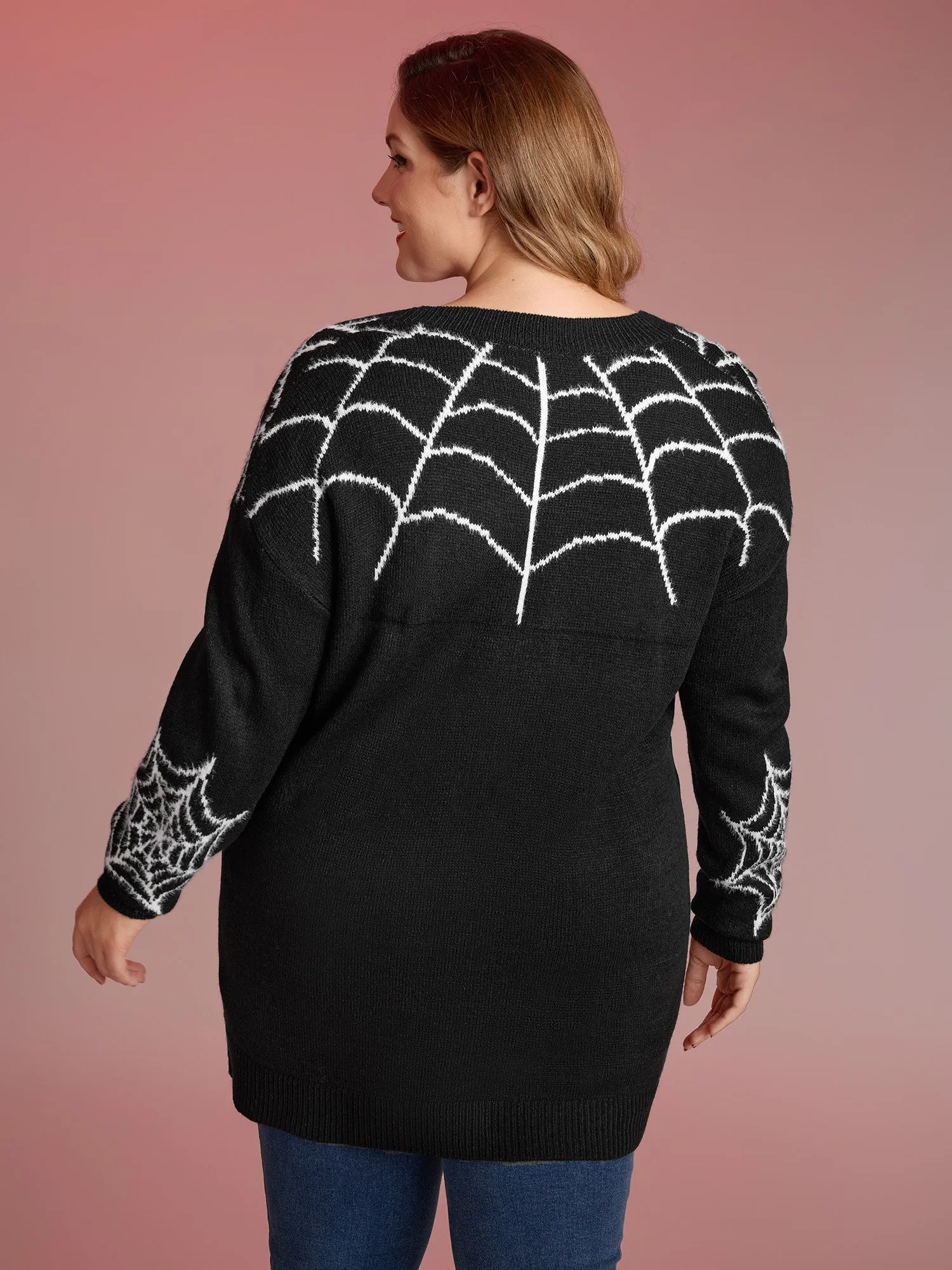 Spiderweb Jacquard Pockets Button Knit Cardigan sold by Bloomchic product image thumbnail 5