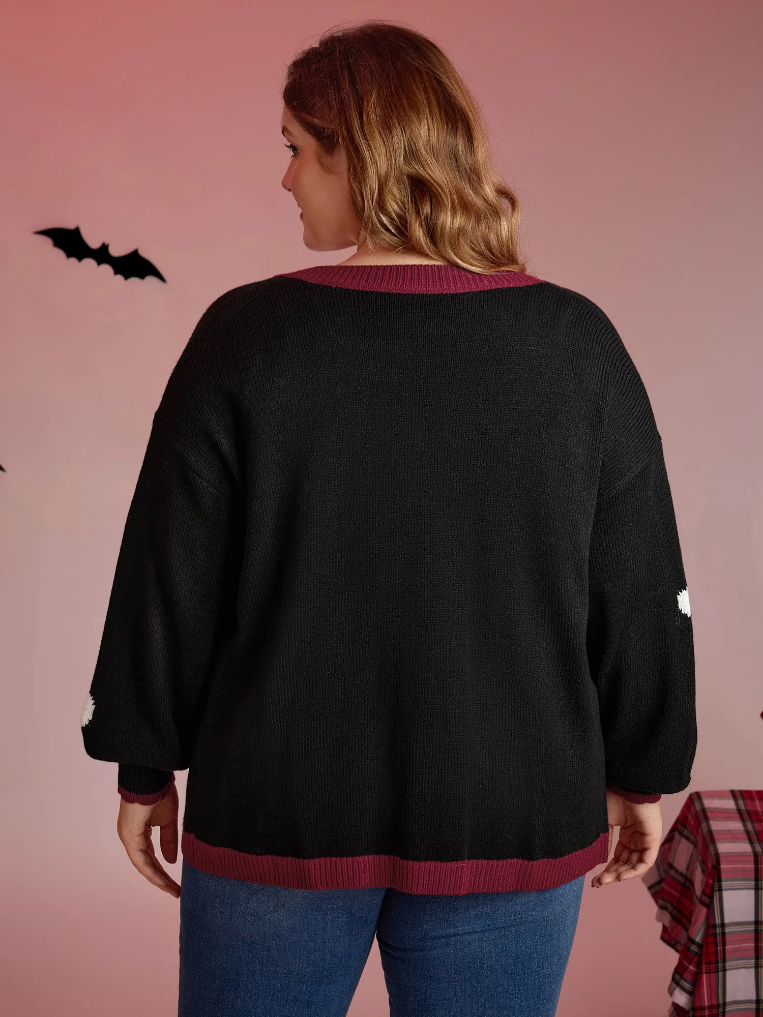 Happy Ghost Curvy Hem Open-Front Cardigan sold by Bloomchic product image thumbnail 4