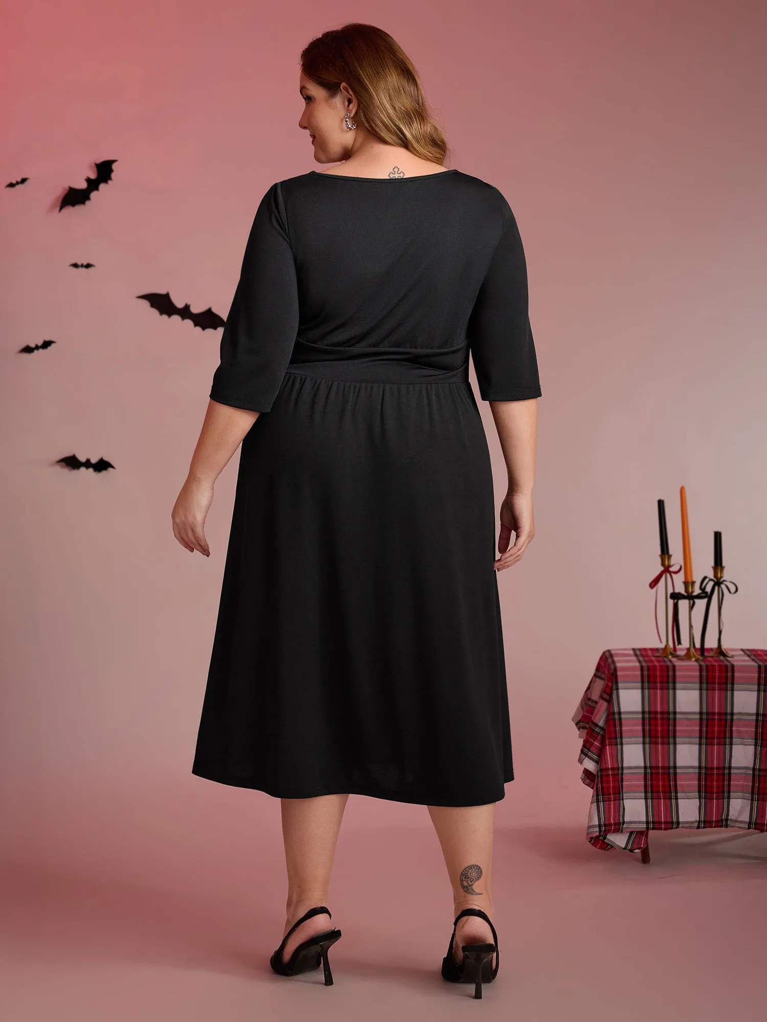 Spooky Mermaid Print Supersoft Cinched Midi Dress sold by Bloomchic product image thumbnail 4