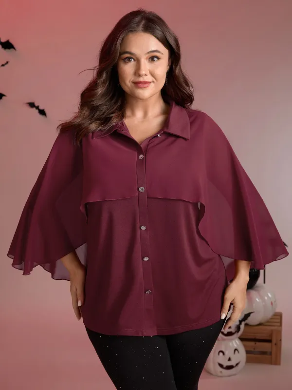 2-in-1 Chiffon Shawl Layered Blouse sold by Bloomchic