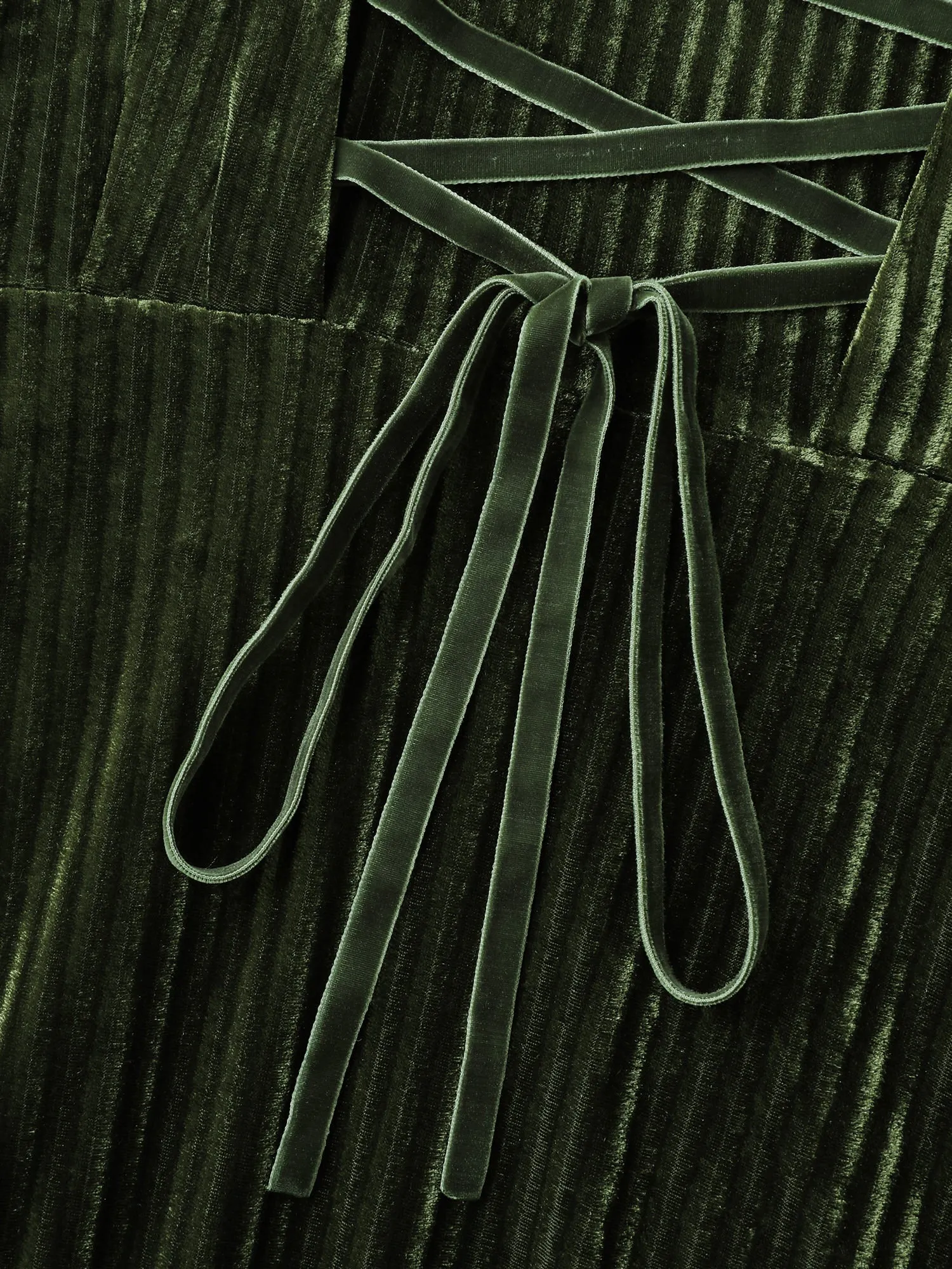 Adjustable Cross-Tie Velvet Stretchy Waist Midi Dress sold by Bloomchic product image thumbnail 5