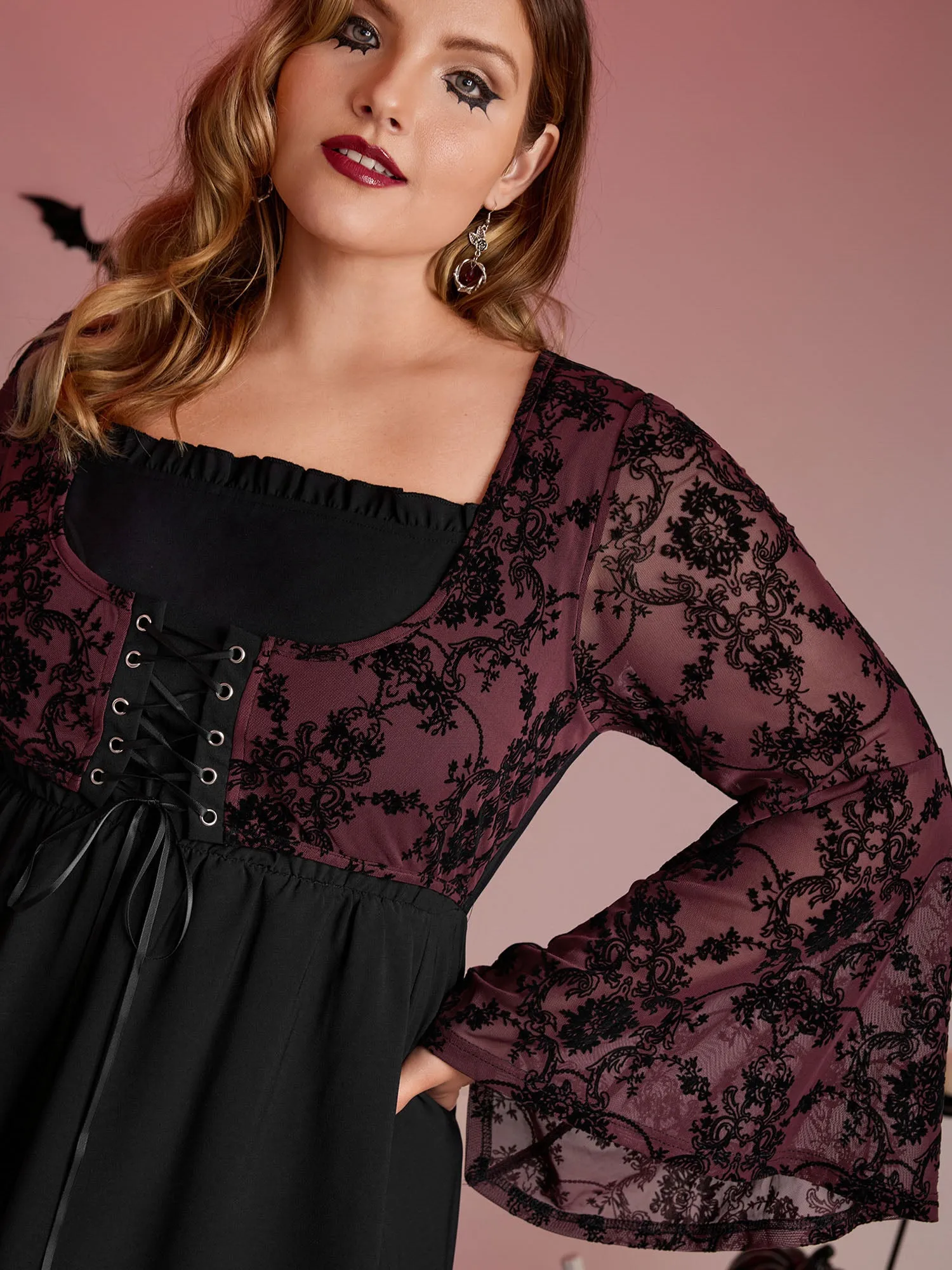 Elastic Mesh Corset-Like Ties Midi Dress sold by Bloomchic product image thumbnail 2