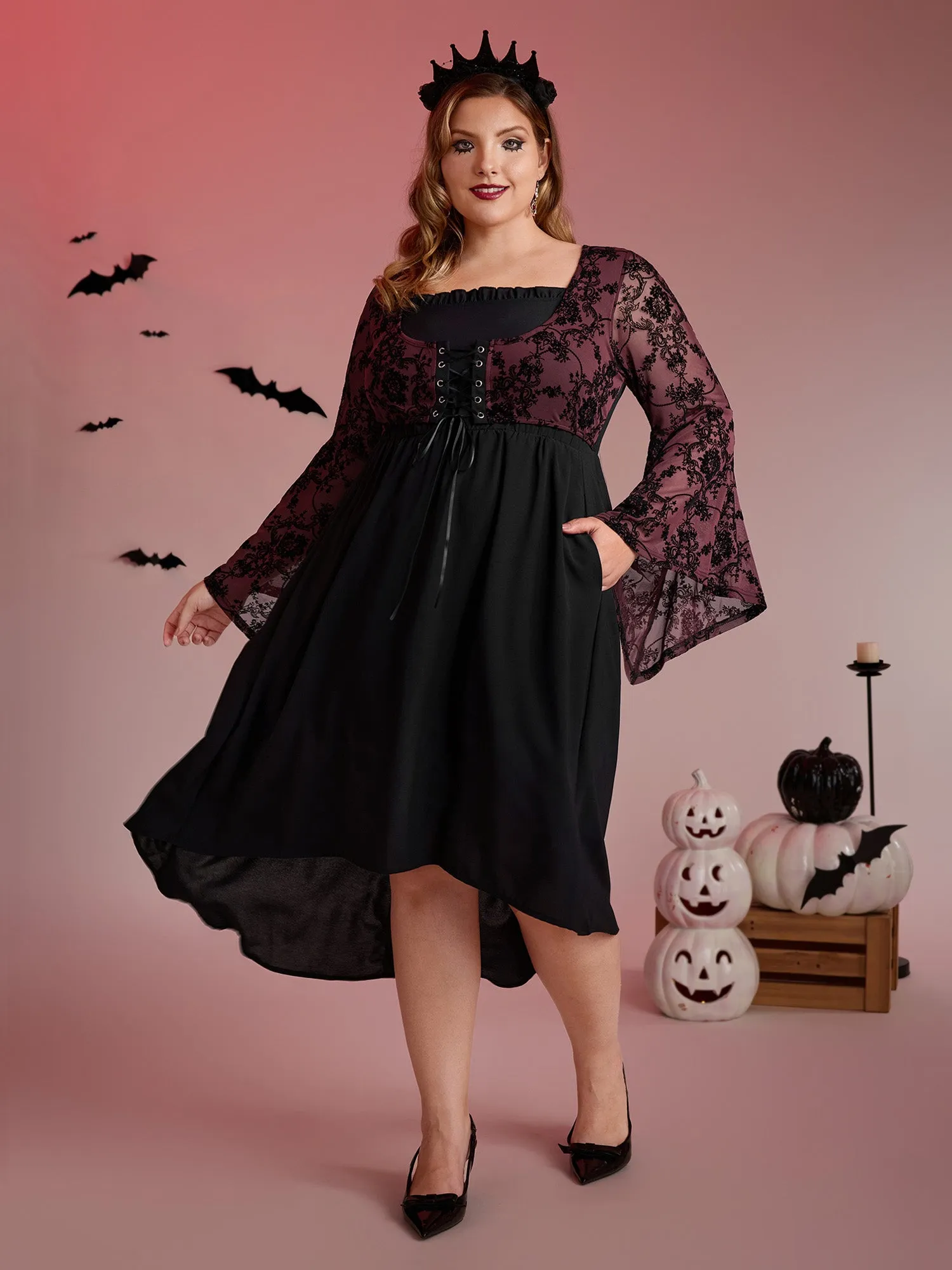 Elastic Mesh Corset-Like Ties Midi Dress sold by Bloomchic