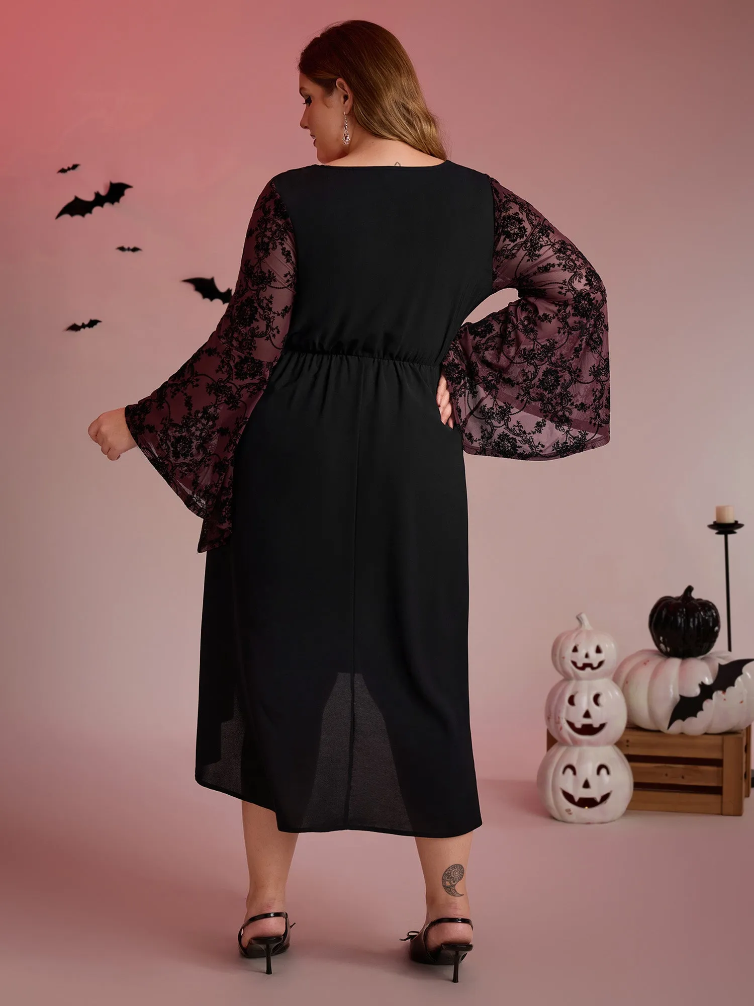 Elastic Mesh Corset-Like Ties Midi Dress sold by Bloomchic product image thumbnail 5