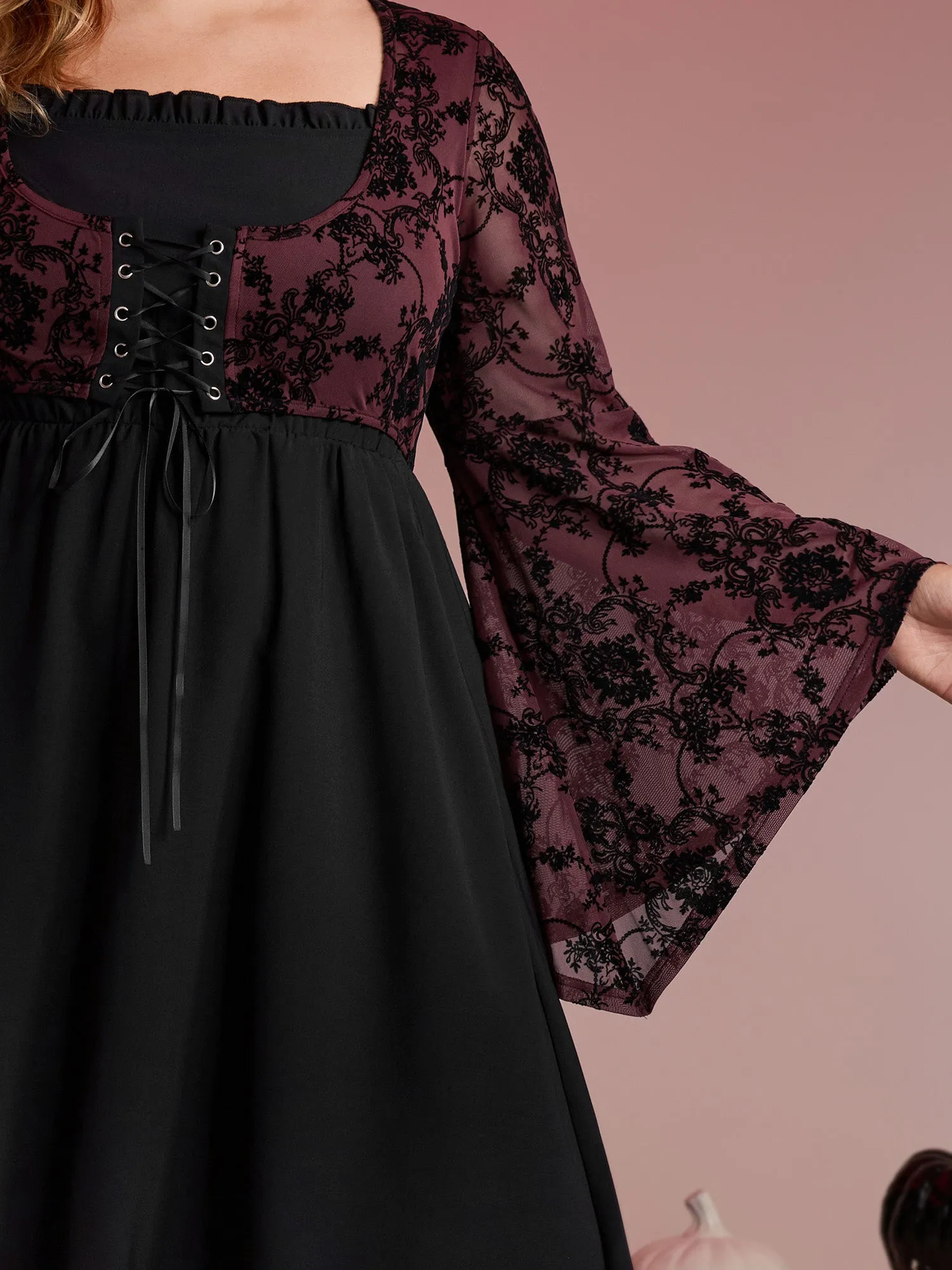 Elastic Mesh Corset-Like Ties Midi Dress sold by Bloomchic product image thumbnail 3