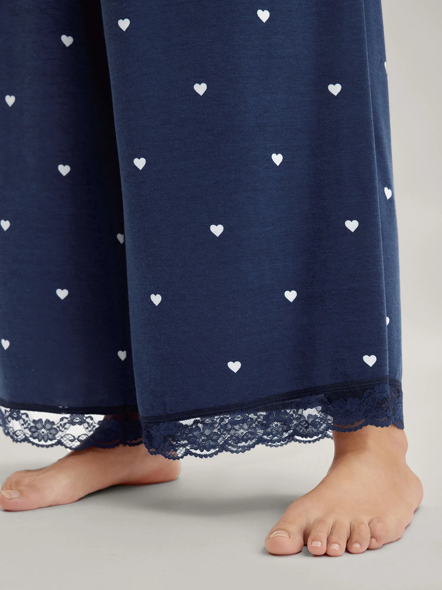 Supersoft Tiny Hearts Print Waist Drawstring Lounge Bottoms sold by Bloomchic product image thumbnail 5