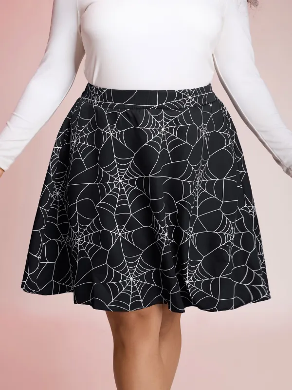 Spiderweb Halloween Print Mini Skirt sold by Bloomchic