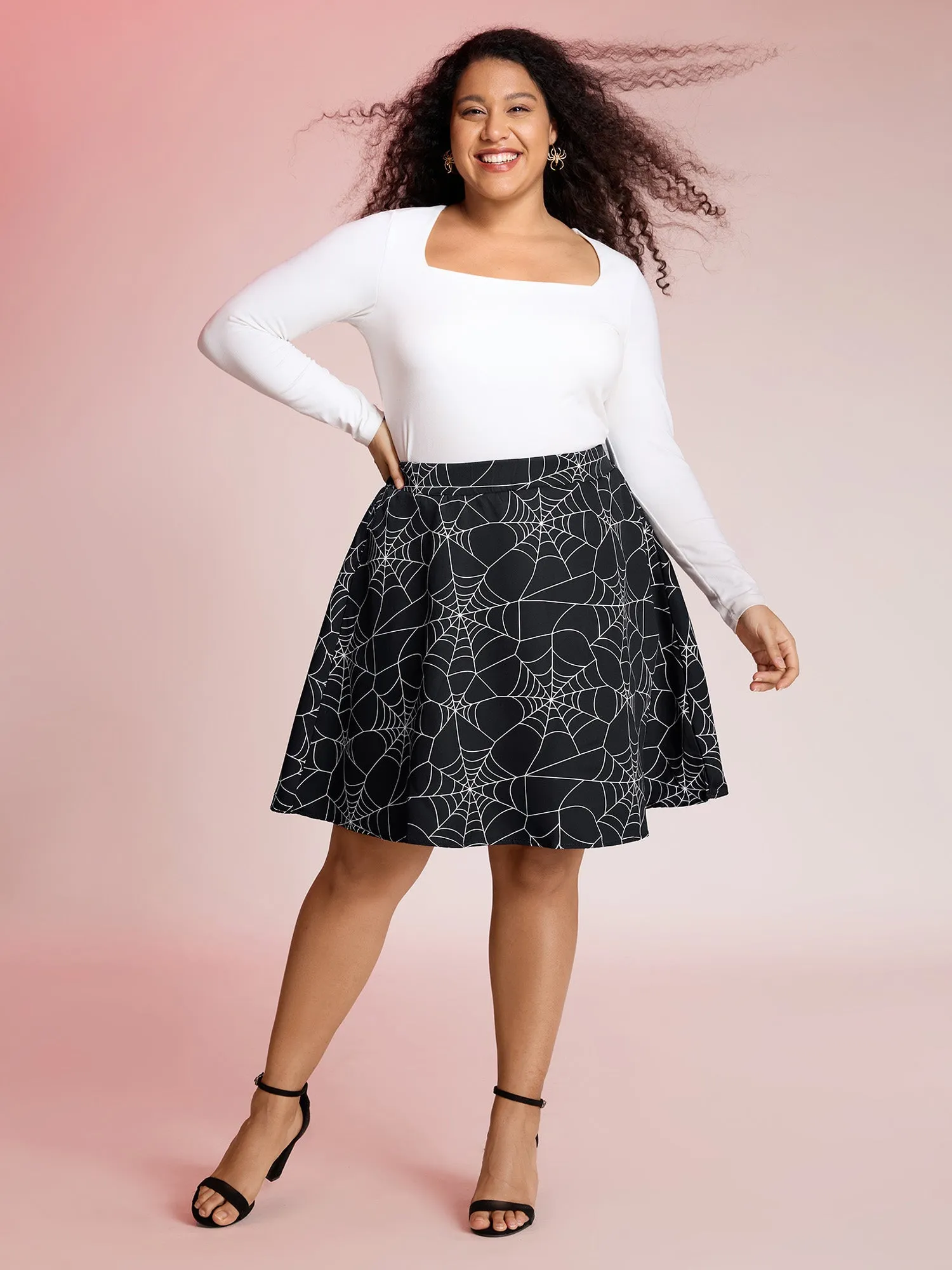 Spiderweb Halloween Print Mini Skirt sold by Bloomchic product image thumbnail 2