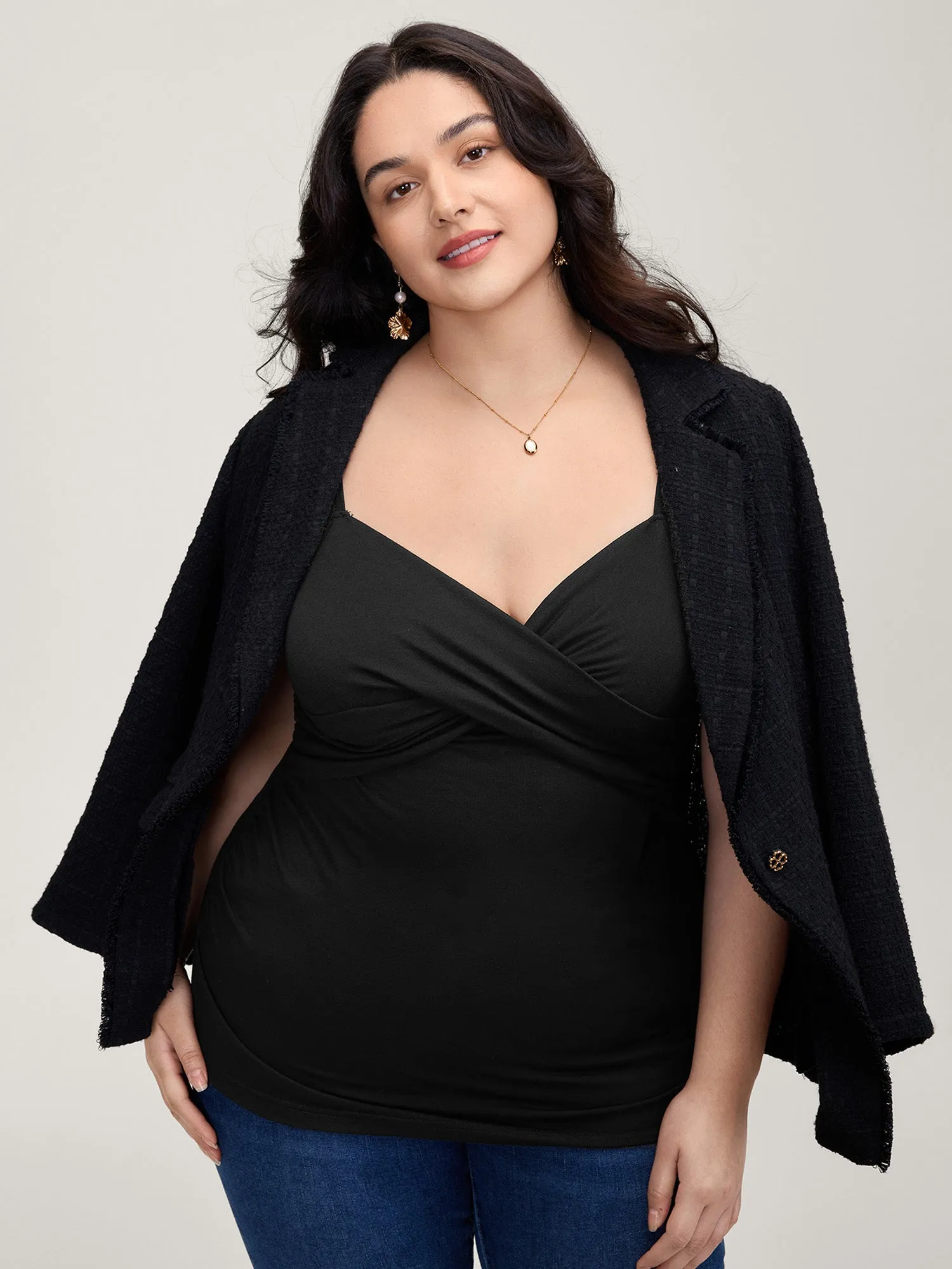 Stretchy Cross-Over Pleats Tank Top sold by Bloomchic product image thumbnail 2