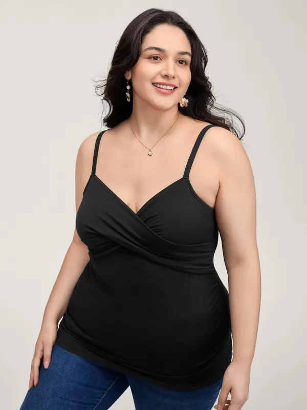 Stretchy Cross-Over Pleats Tank Top sold by Bloomchic