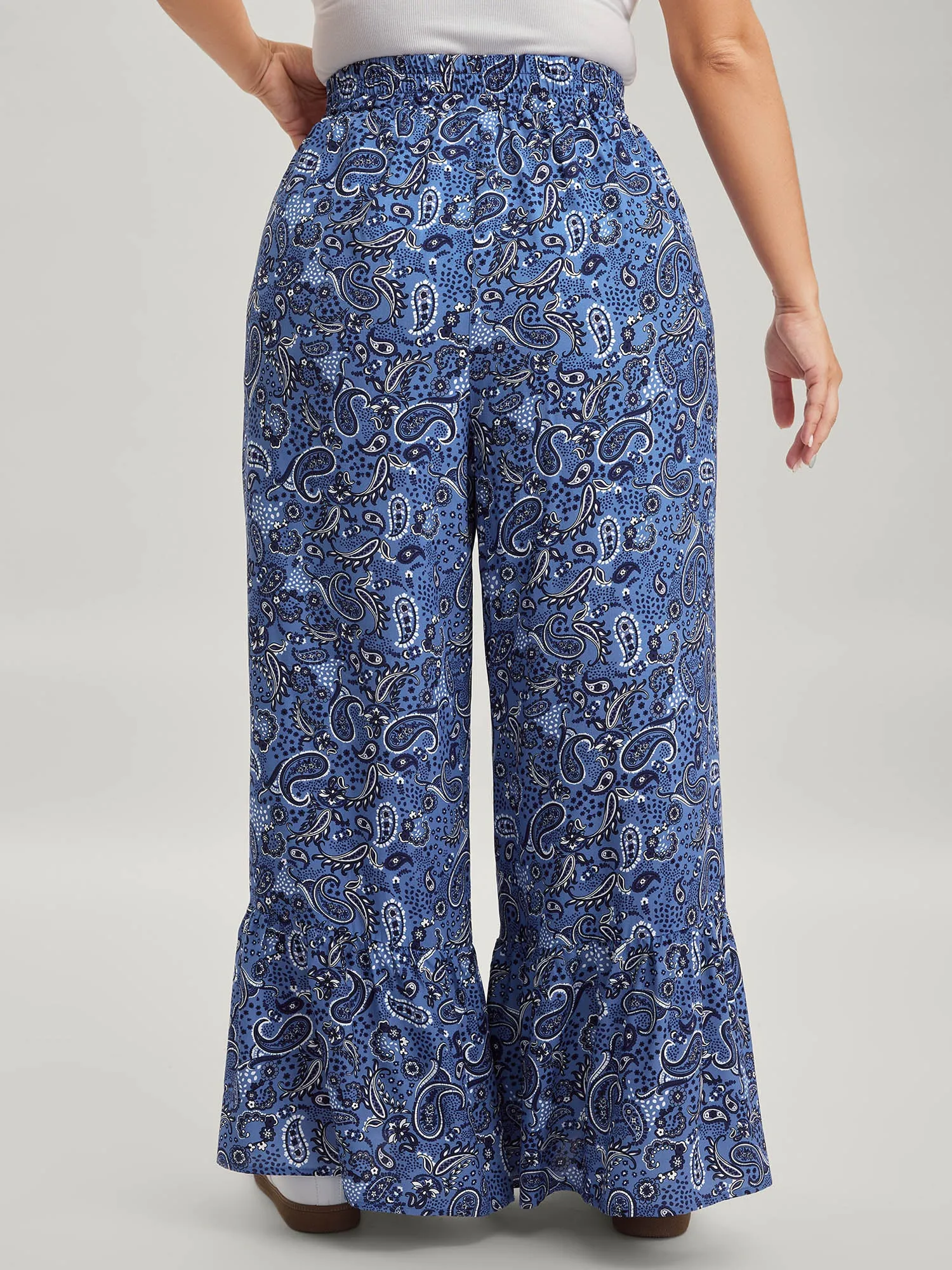 Paisley Print Tiered Hem Wide-Leg Pants sold by Bloomchic product image thumbnail 5