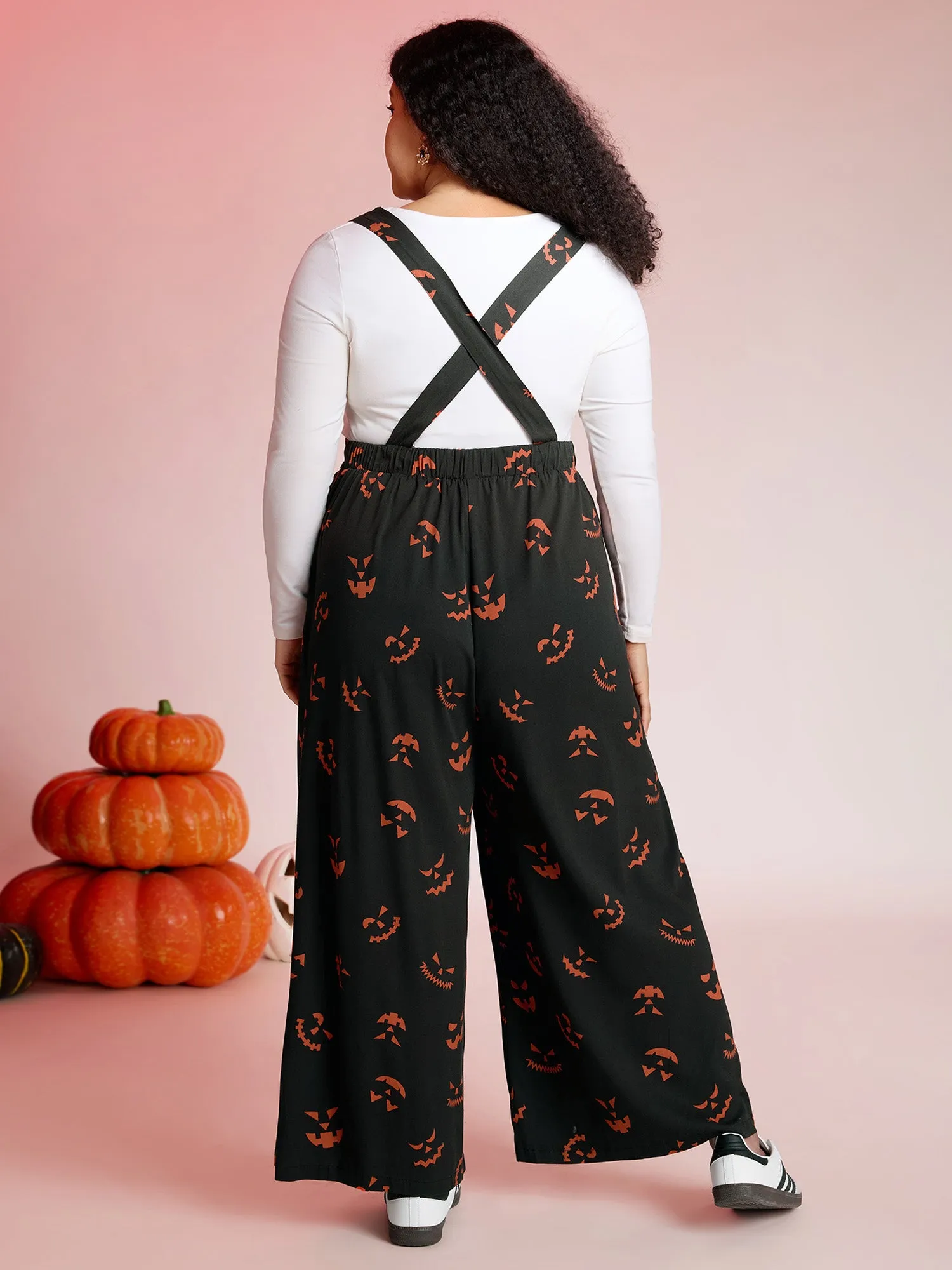 Spooky Pumpkin Pattern Overall Jumpsuit sold by Bloomchic product image thumbnail 4