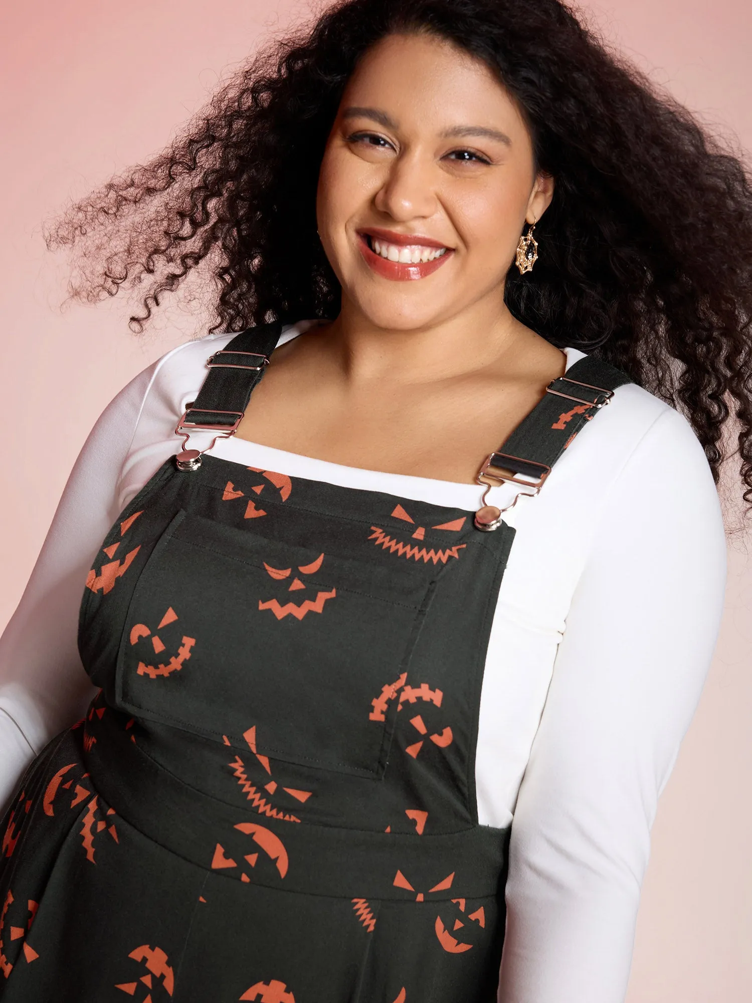 Spooky Pumpkin Pattern Overall Jumpsuit sold by Bloomchic product image thumbnail 2