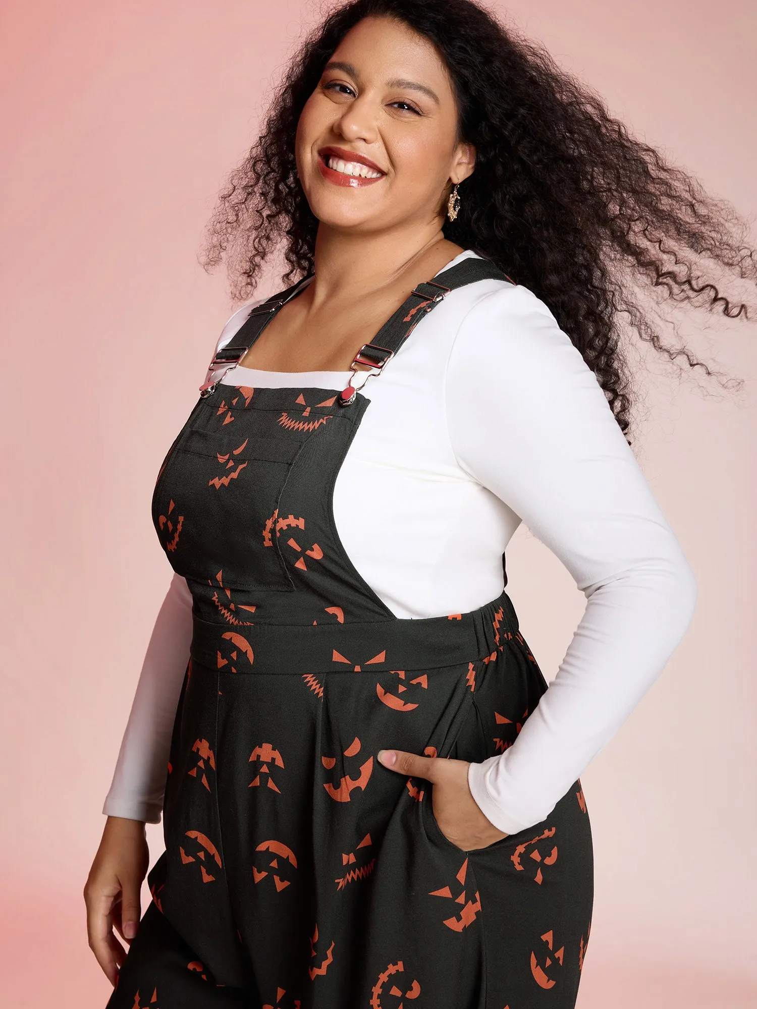 Spooky Pumpkin Pattern Overall Jumpsuit sold by Bloomchic product image thumbnail 3