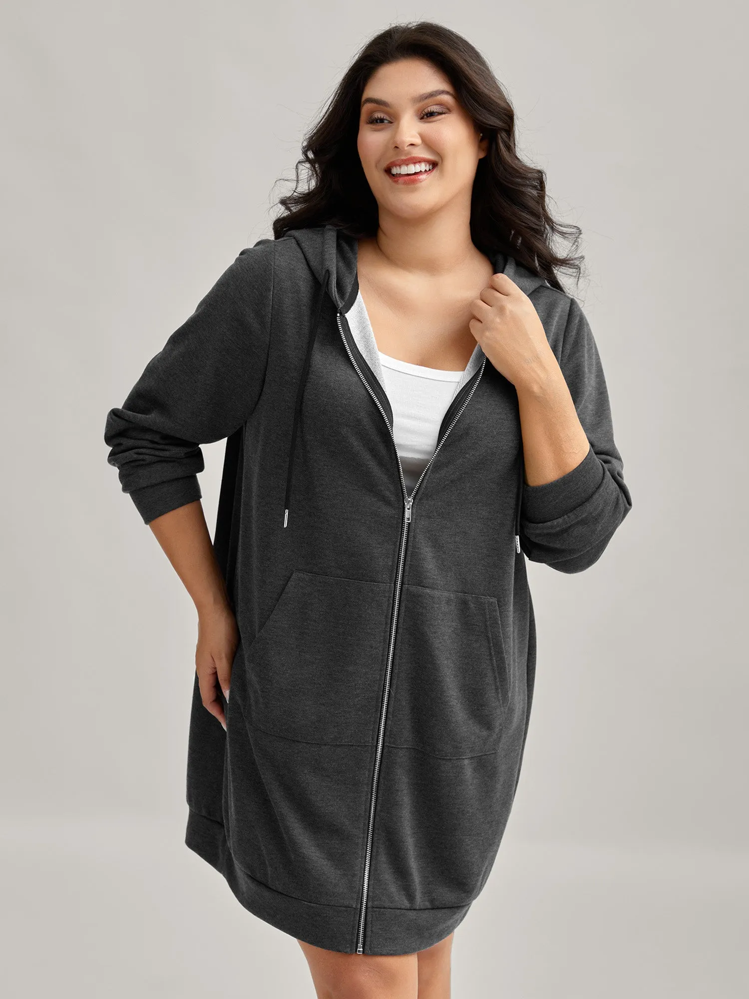 Sweatshirt Longline Solid Jacket sold by Bloomchic product image thumbnail 3