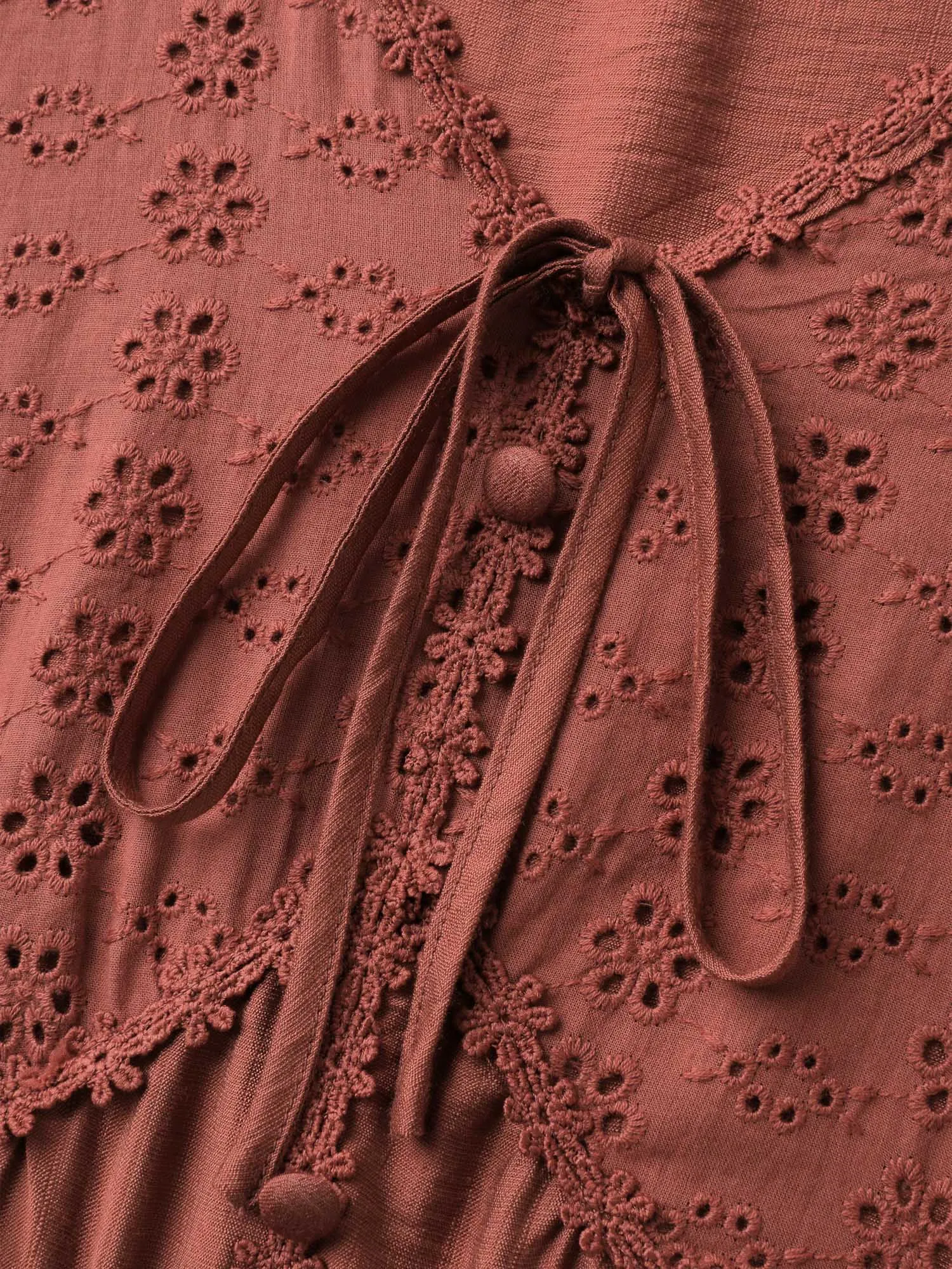 Lace Trim High-Waist Neck Tie Blouse sold by Bloomchic product image thumbnail 5