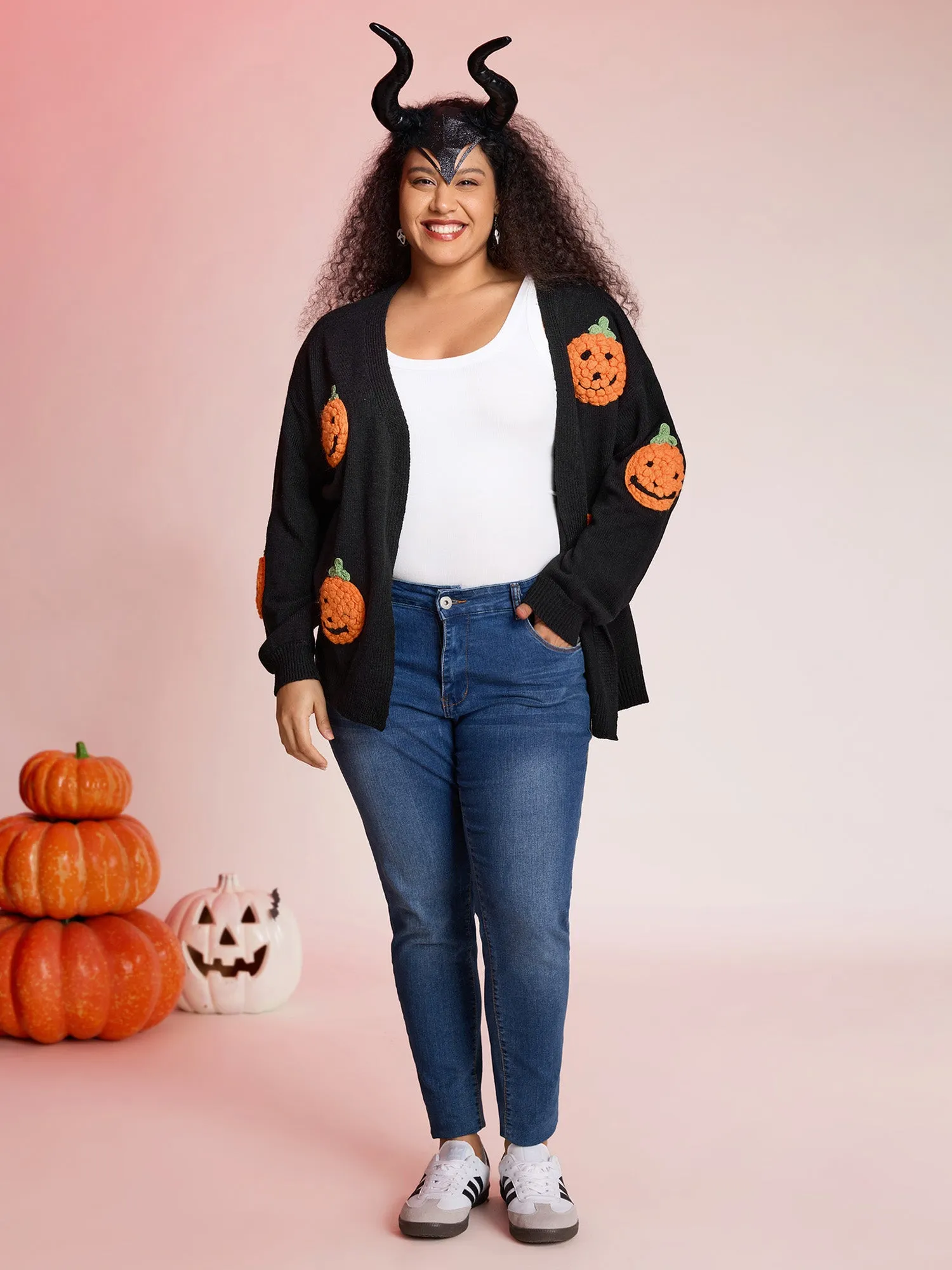 Happy Pumpkin Crochet Knit Cardigan sold by Bloomchic product image thumbnail 3