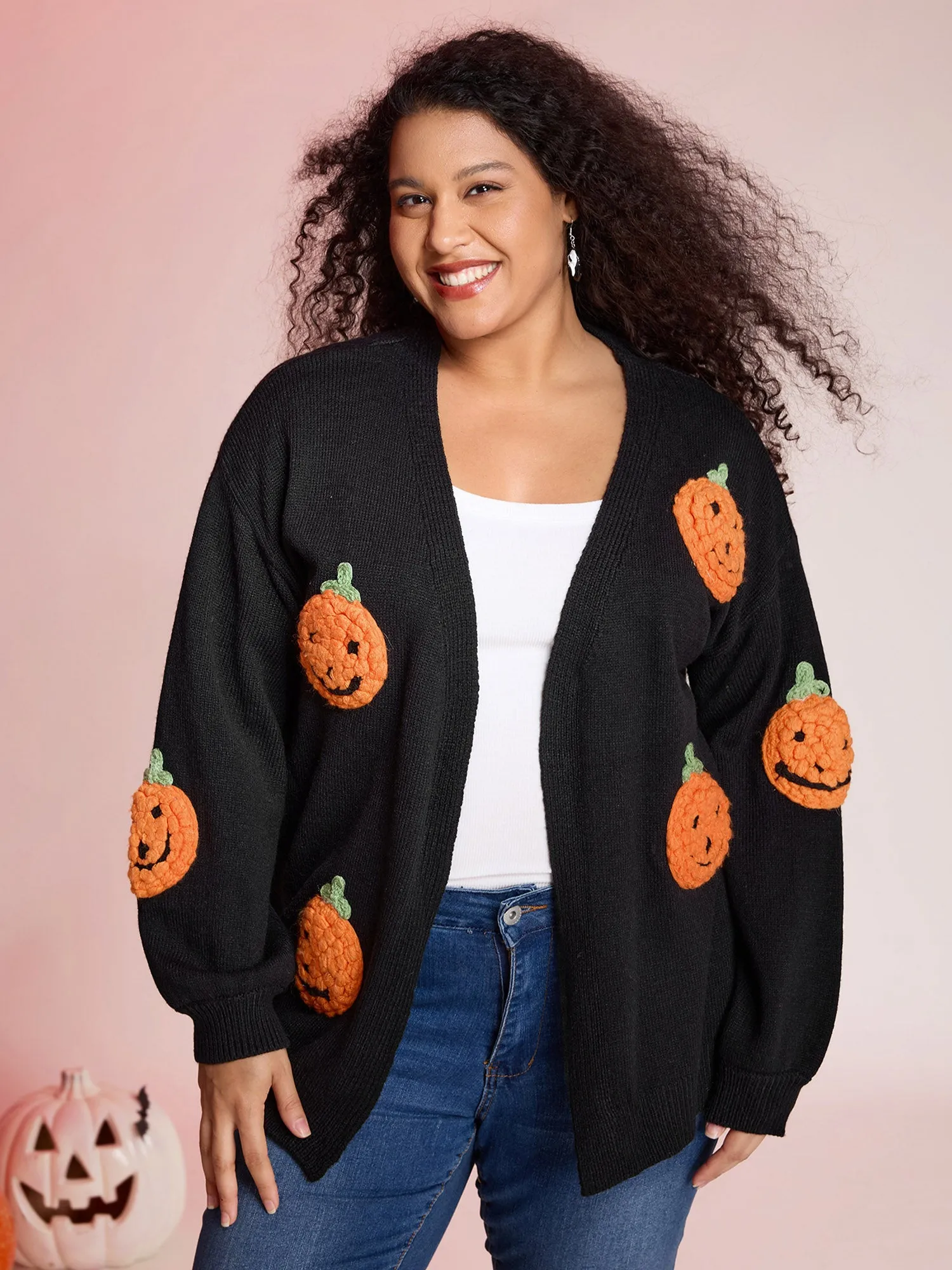 Happy Pumpkin Crochet Knit Cardigan sold by Bloomchic product image thumbnail 2