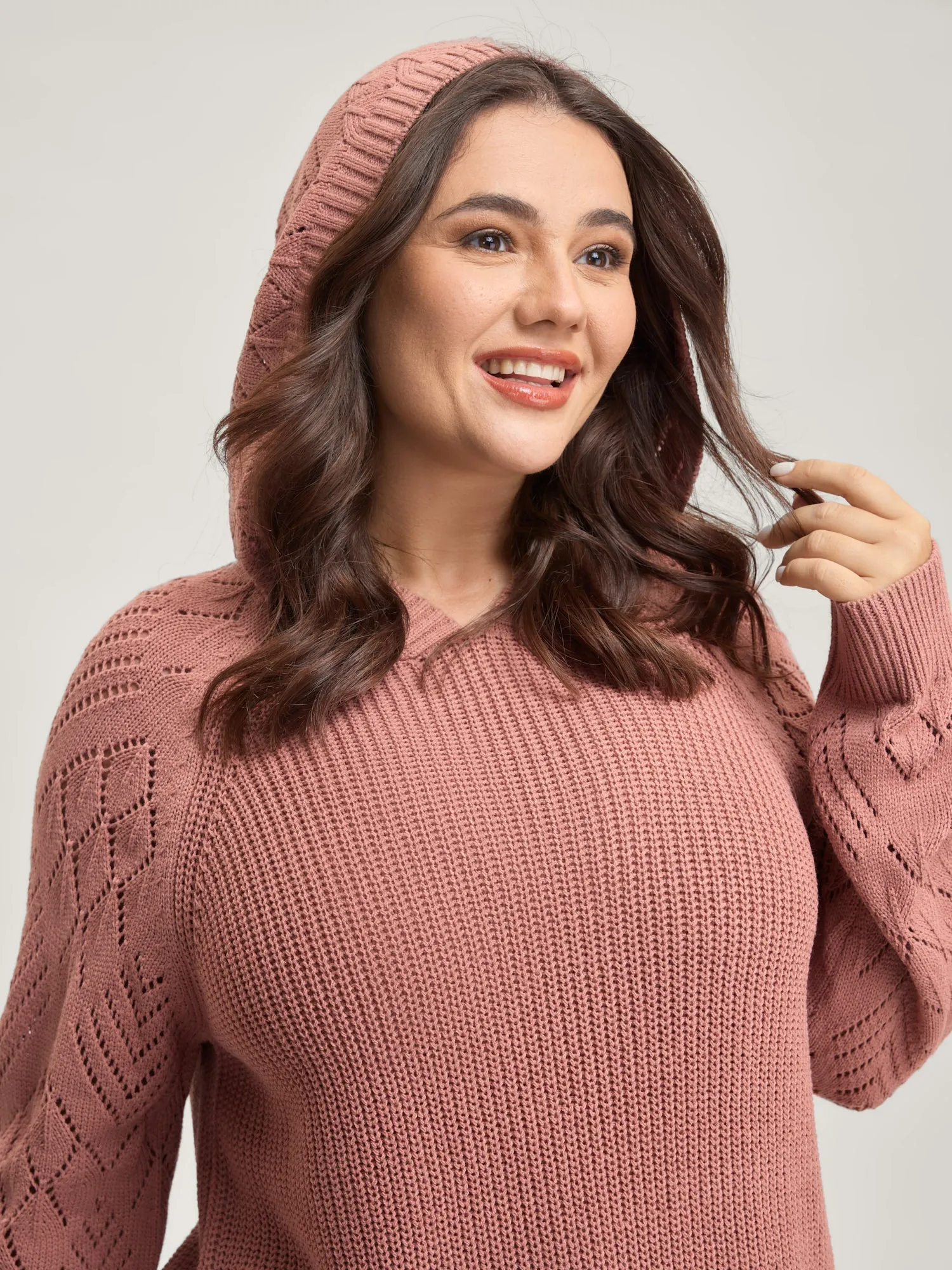 Tissue Textured Hooded Cut-Out Pullover sold by Bloomchic product image thumbnail 2