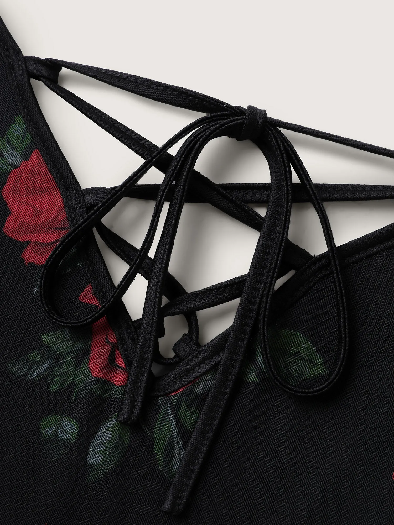 Rose Print Neck-Ties Flowy Sleep Dress sold by Bloomchic product image thumbnail 5