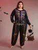 Colorful Skeleton Print Zipper Lounge Jumpsuit sold by Bloomchic