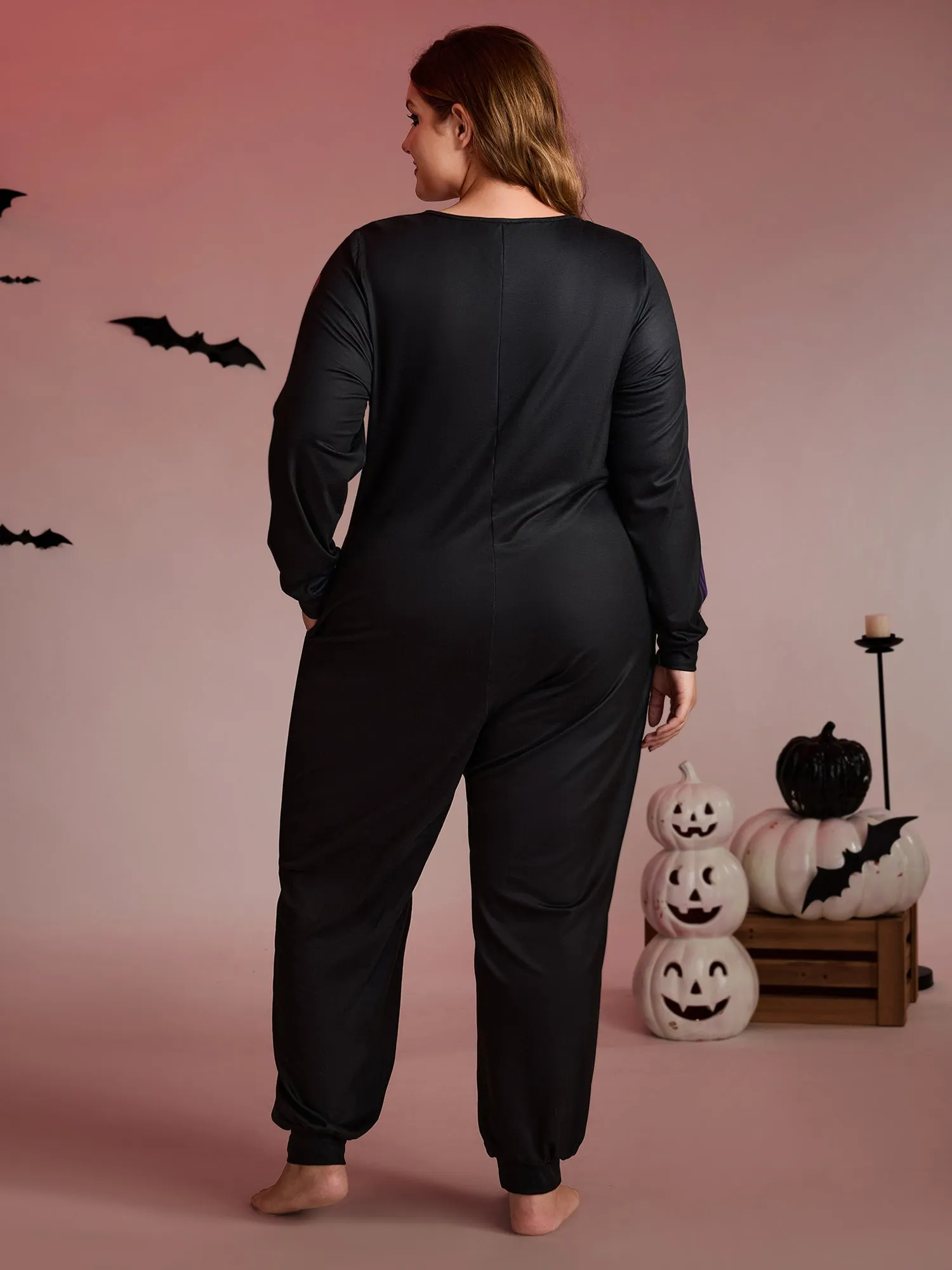 Colorful Skeleton Print Zipper Lounge Jumpsuit sold by Bloomchic product image thumbnail 4